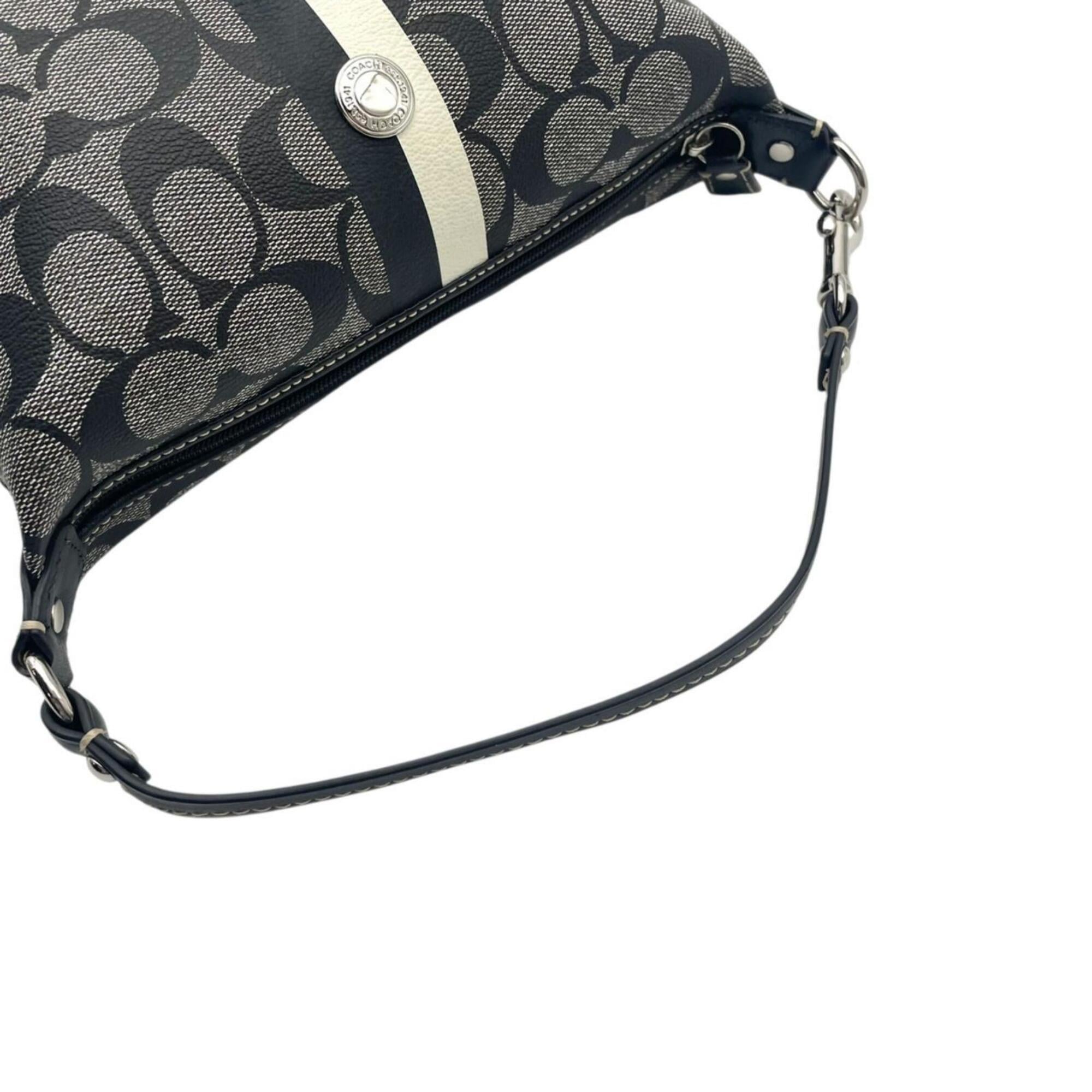 Coach Black Gray Pvc Leather Handbag Pouch (Pre-Owned)