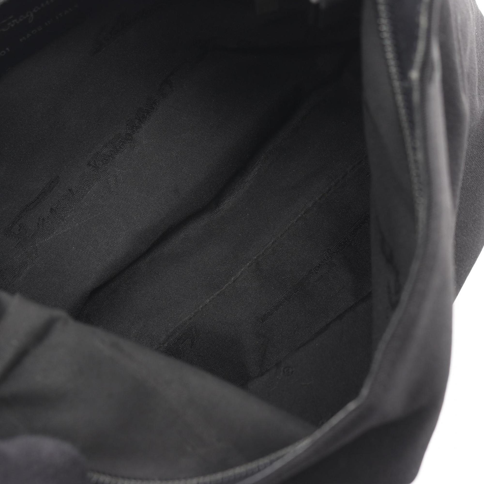 Salvatore Ferragamo Black Canvas Leather Shoulder Bag (Pre-Owned)