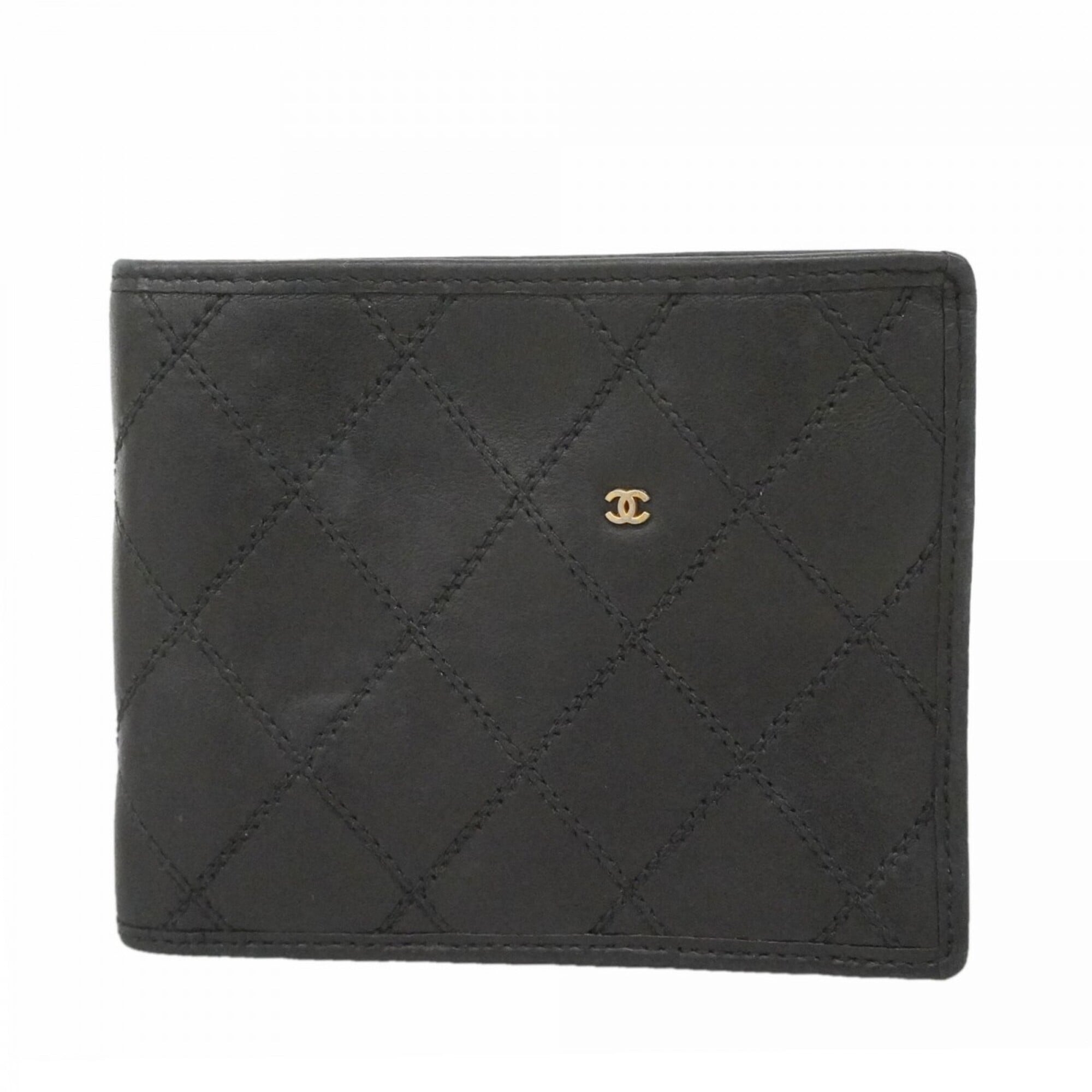 Chanel Black Leather Bill Wallet (Bi-Fold) (Pre-Owned)