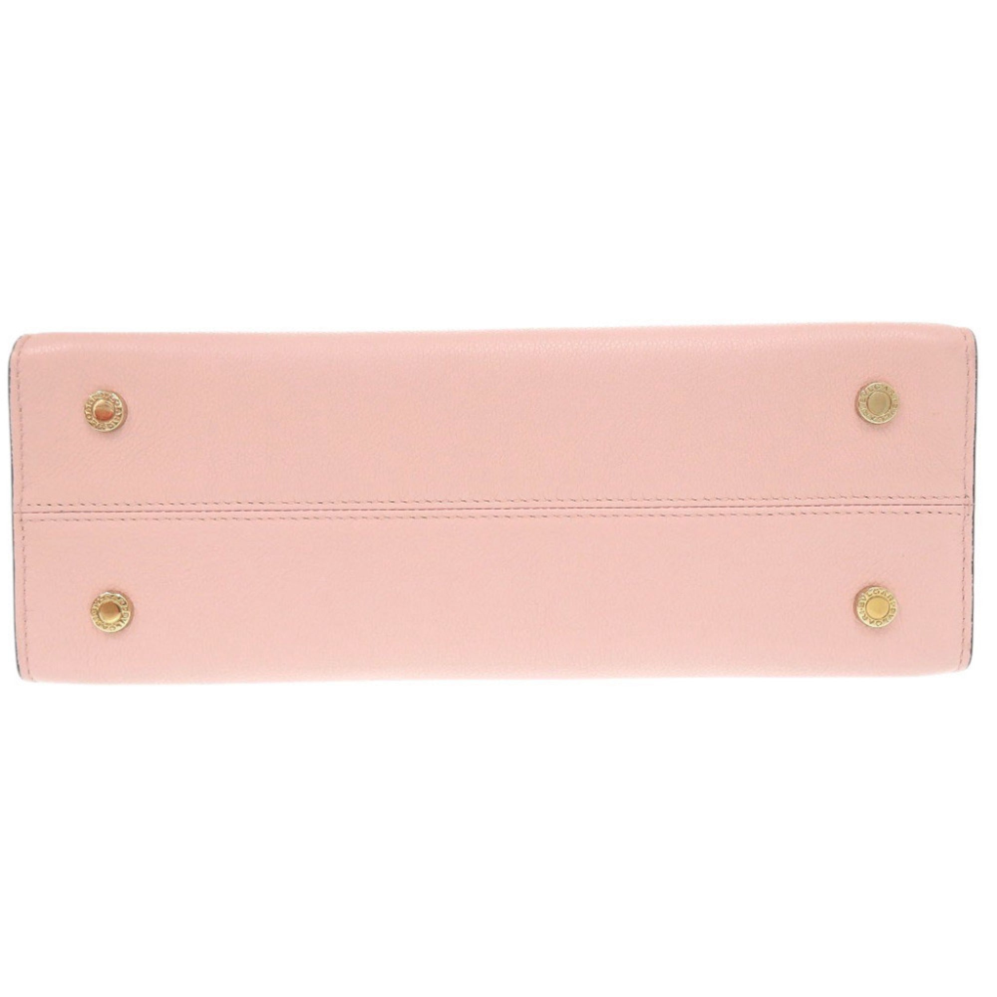 Bvlgari Pink Leather Handbag Shoulder Bag Tote Bag (Pre-Owned)