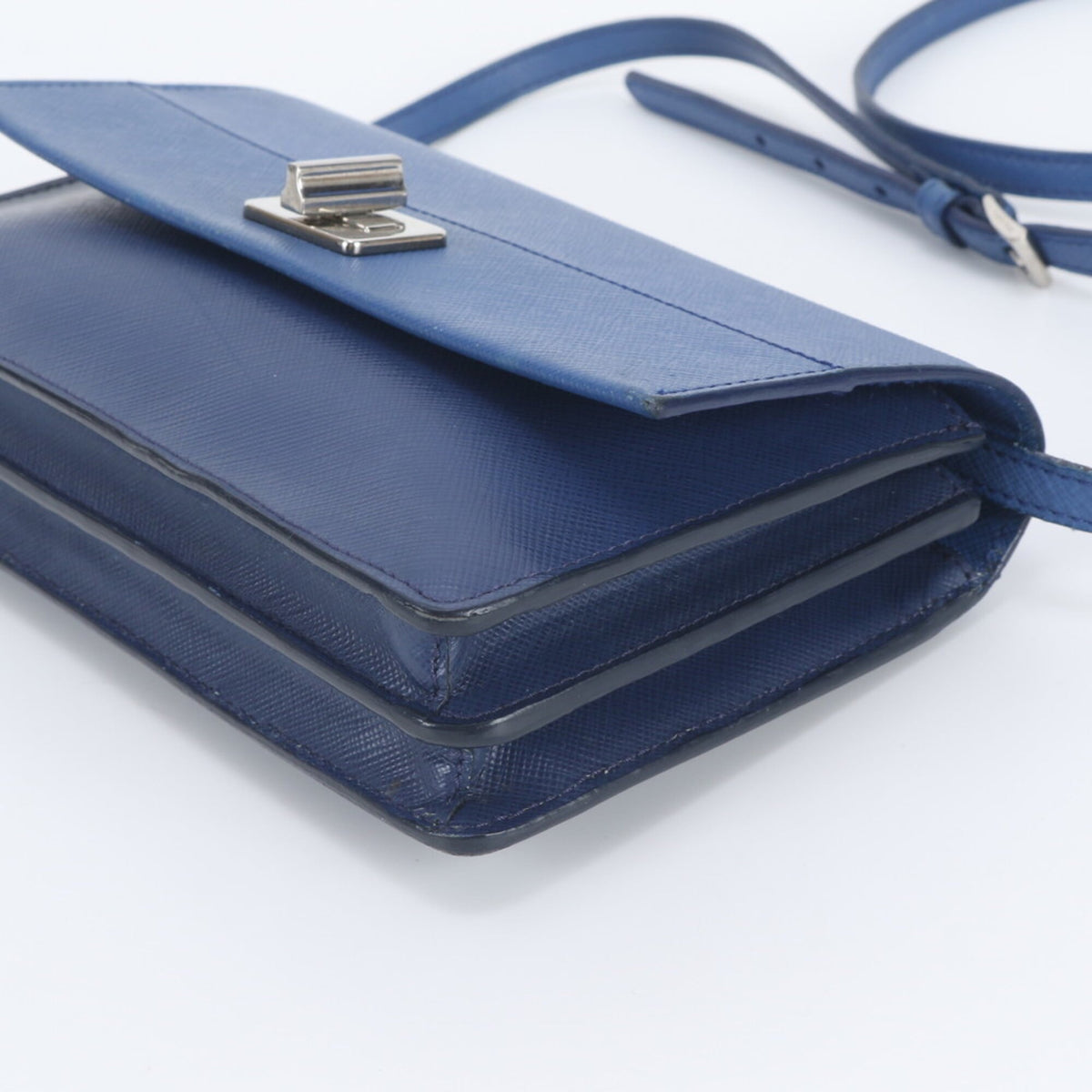 Prada Blue Leather Crossbody Bag Shoulder Bag (Pre-Owned)