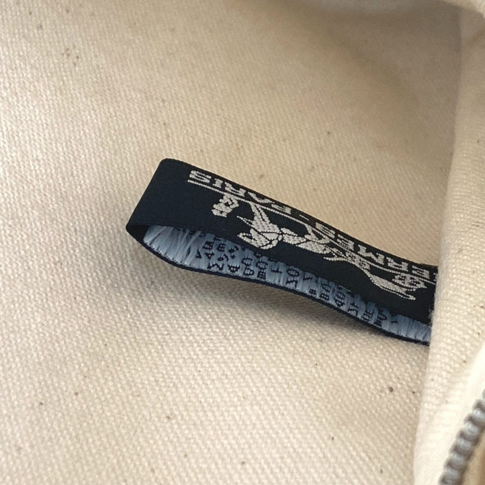 Hermes Beige Canvas Handbag Tote Bag (Pre-Owned)