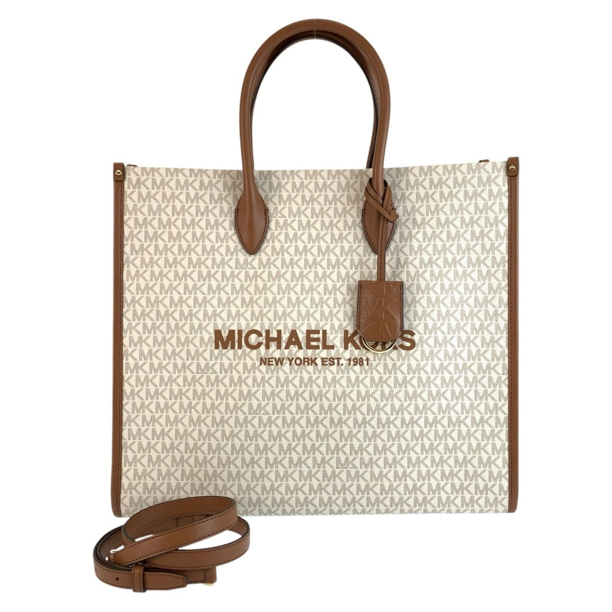 Michael Kors Brown White Pvc Shoulder Bag Tote Bag (Pre-Owned)