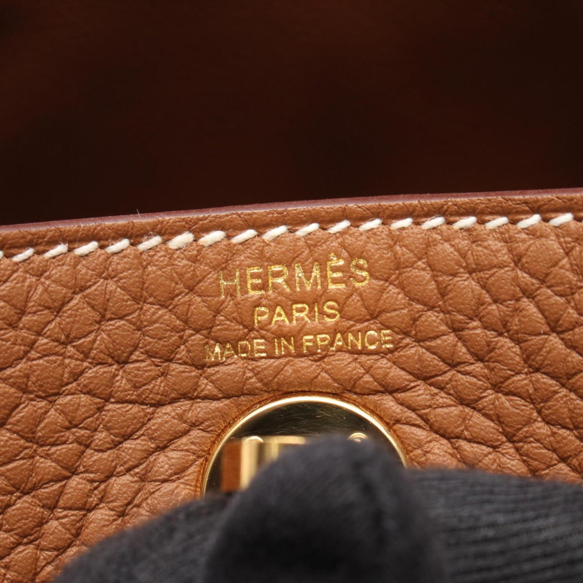 Hermes Brown Gold Brown Taurillon Clemence Leather Handbag Shoulder Bag (Pre-Owned)