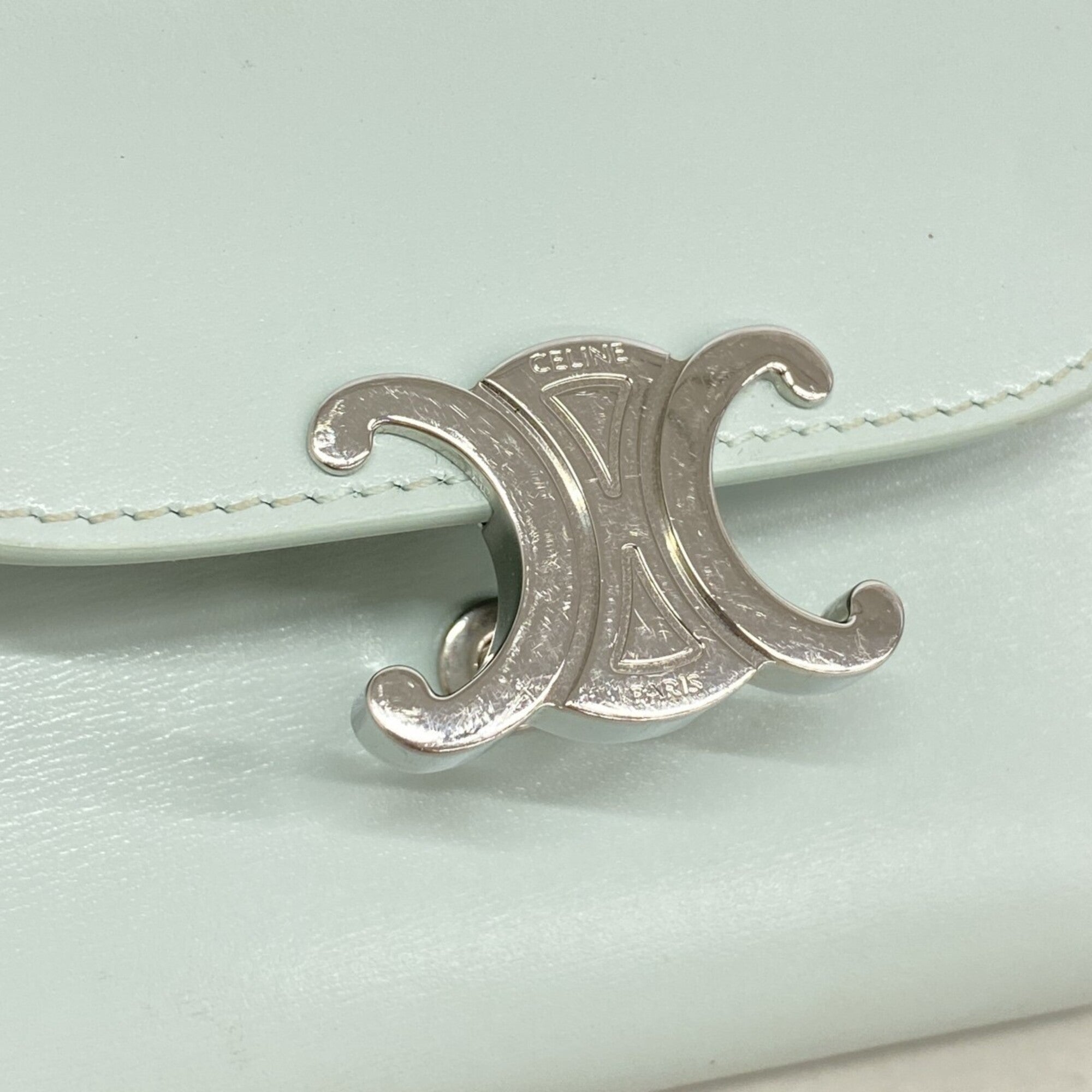 Celine Light Blue Leather Wallet (Tri-Fold) (Pre-Owned)