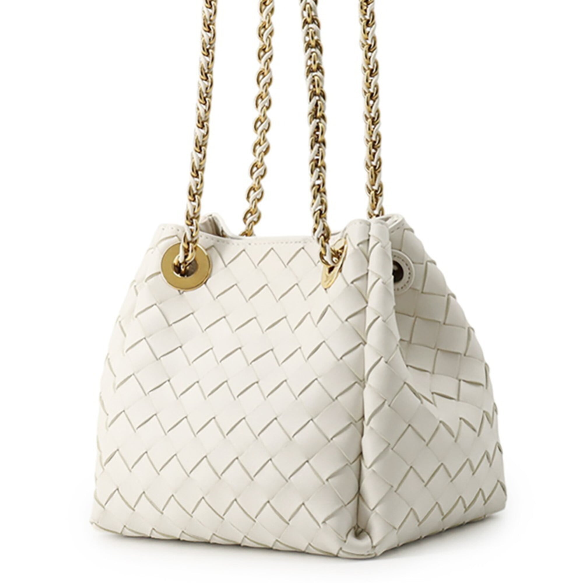 Bottega Veneta Intrecciato White Leather Handbag Shoulder Bag (Pre-Owned)