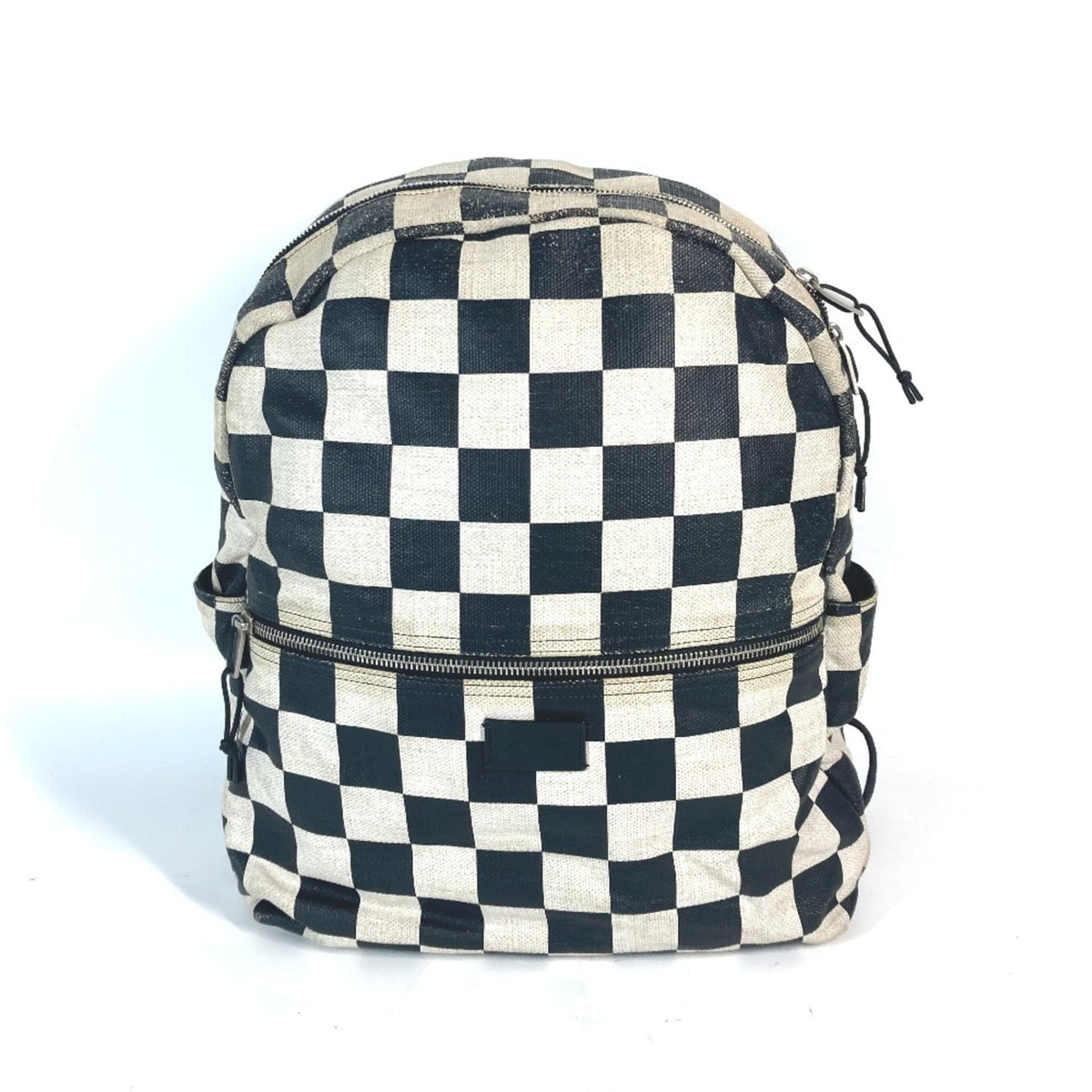Saint Laurent Beige Black Coated Canvas Leather Backpack (Pre-Owned)