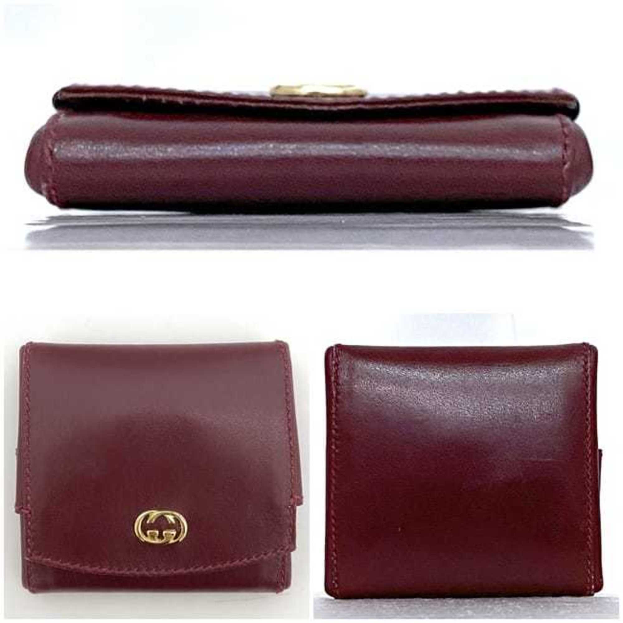 Gucci Bordeaux Leather Coin Purse/Coin Case (Pre-Owned)
