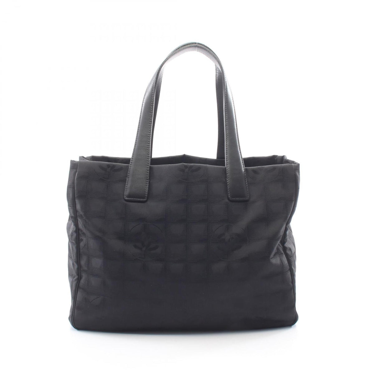 Chanel Black Leather Nylon Canvas Handbag Tote Bag (Pre-Owned)
