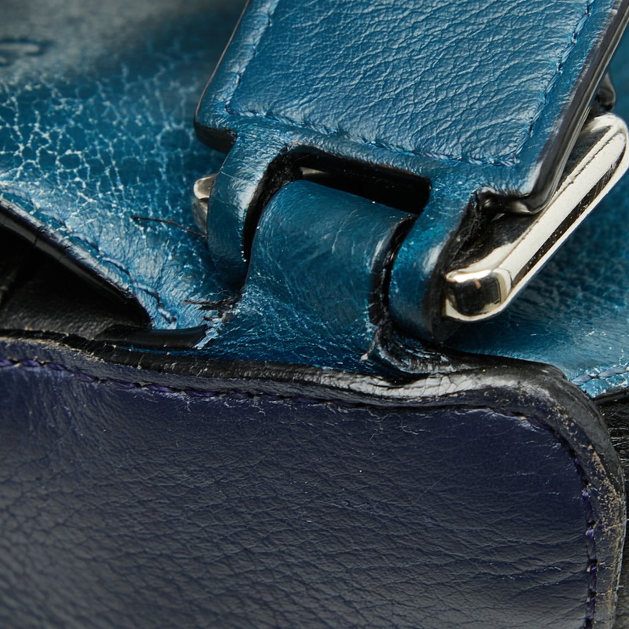 Loewe Puzzle Navy Purple Leather Handbag Shoulder Bag (Pre-Owned)