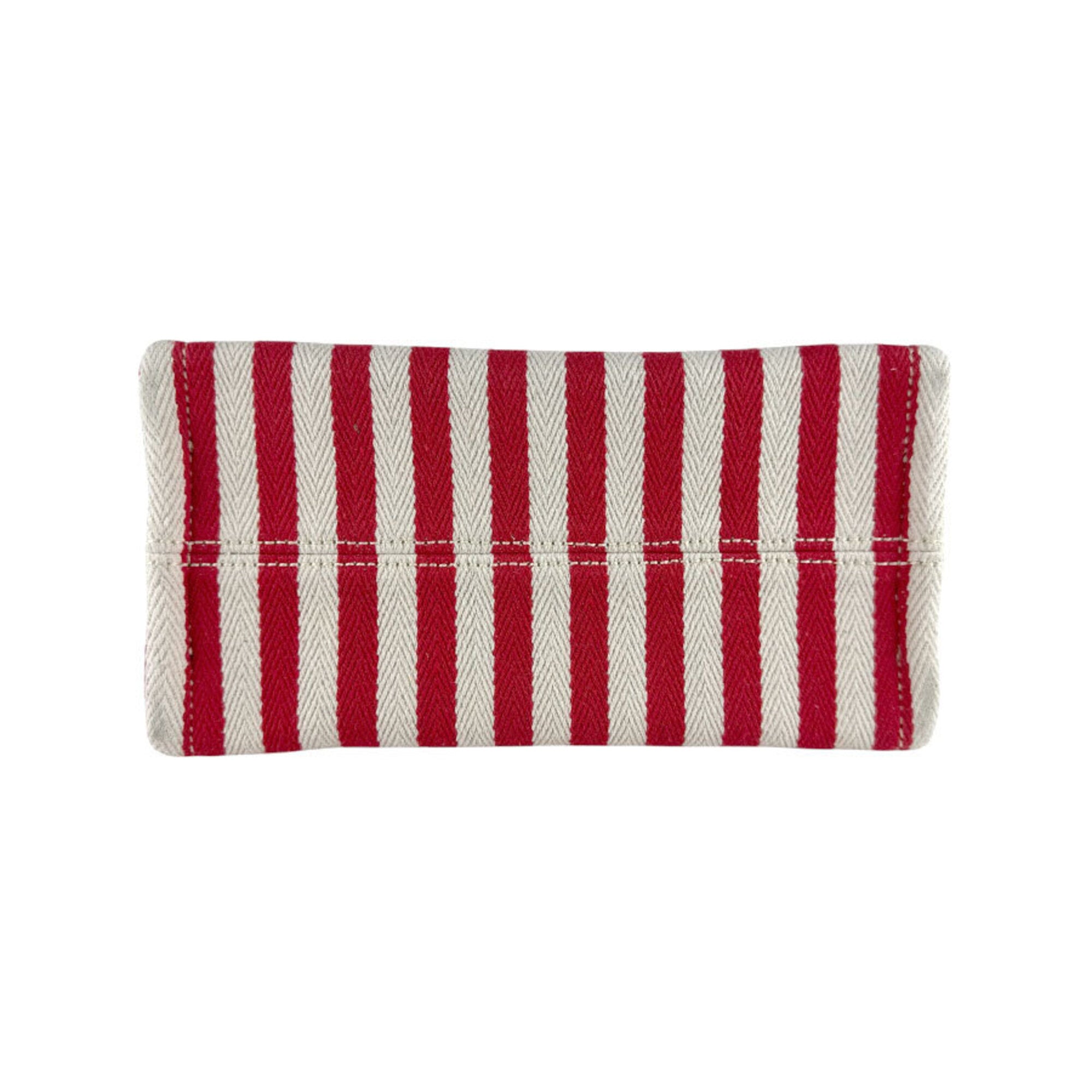 Celine Brown Red Color White Canvas Leather Handbag Shoulder Bag (Pre-Owned)