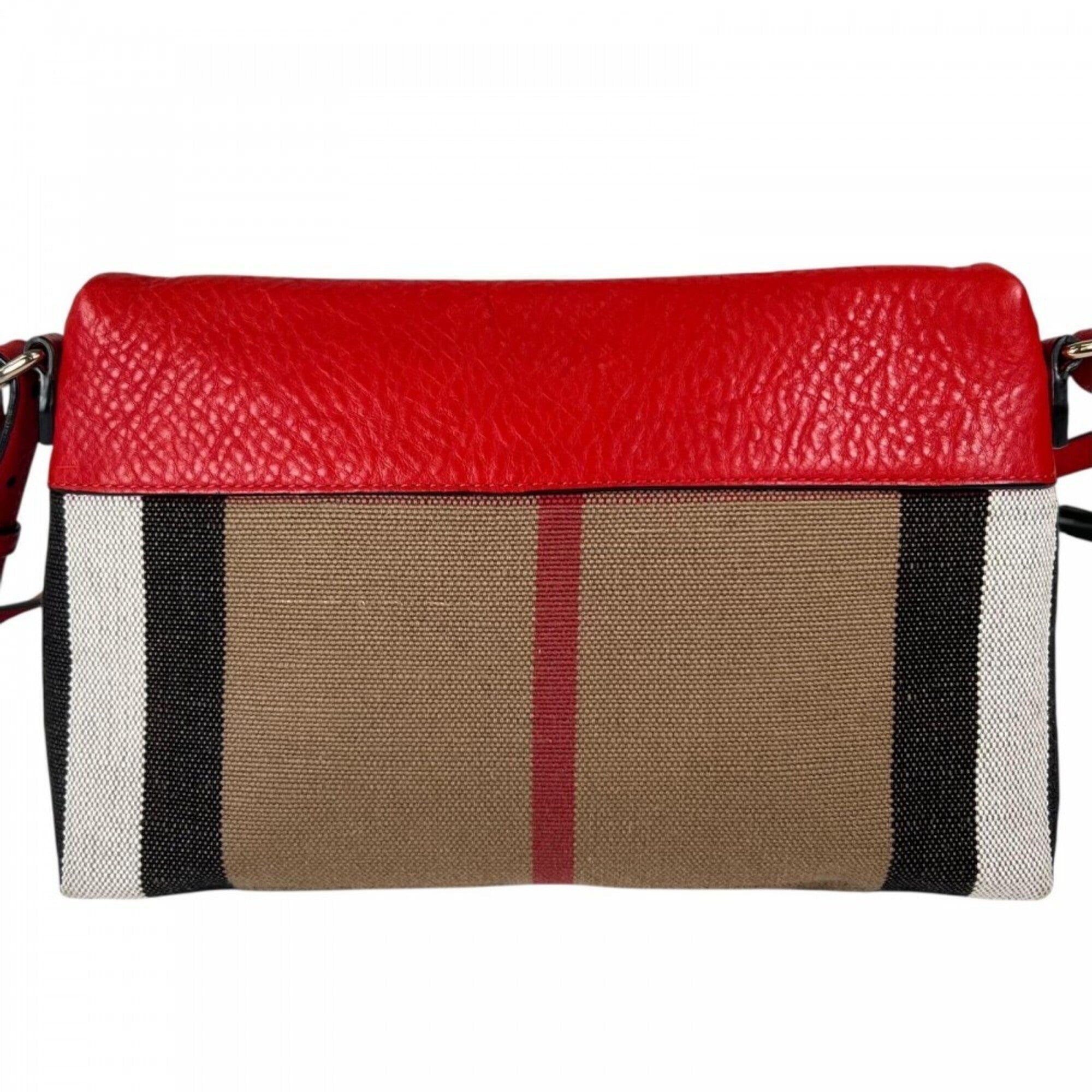 Burberry Multi-Color White Canvas Leather Shoulder Bag (Pre-Owned)
