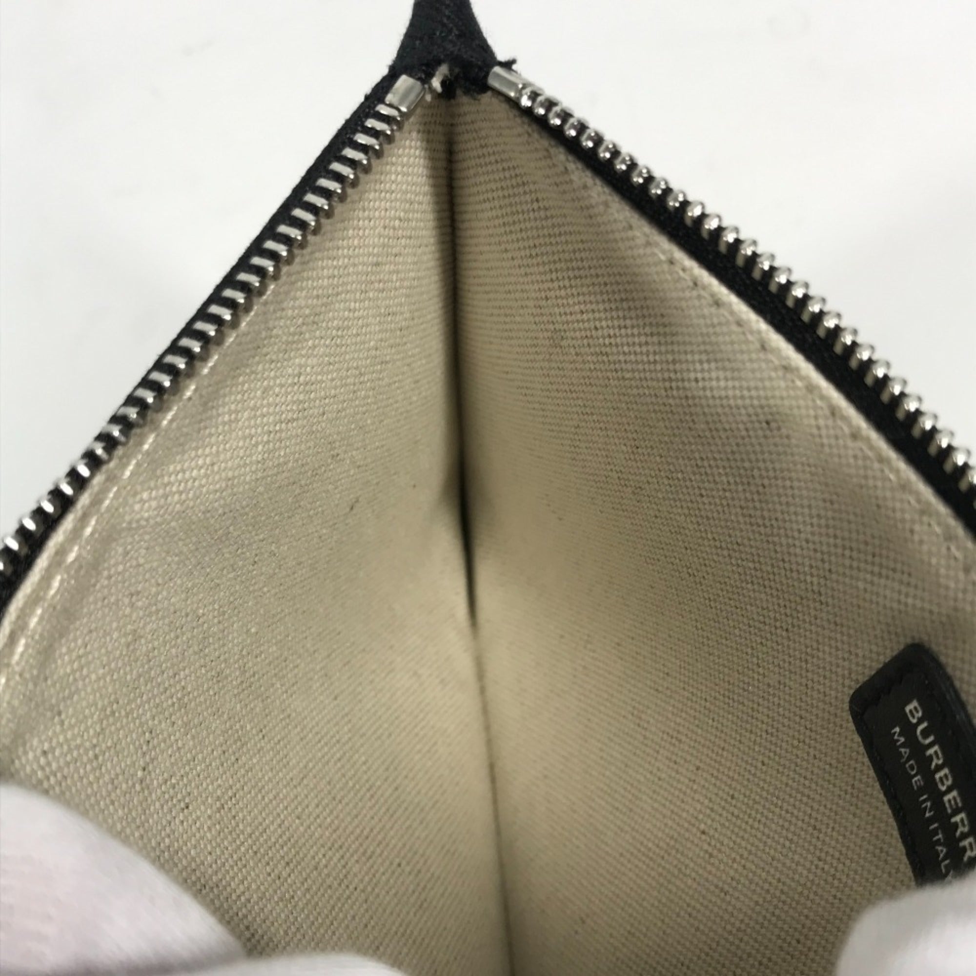 Burberry Black White Canvas Coin Purse/Coin Case (Pre-Owned)
