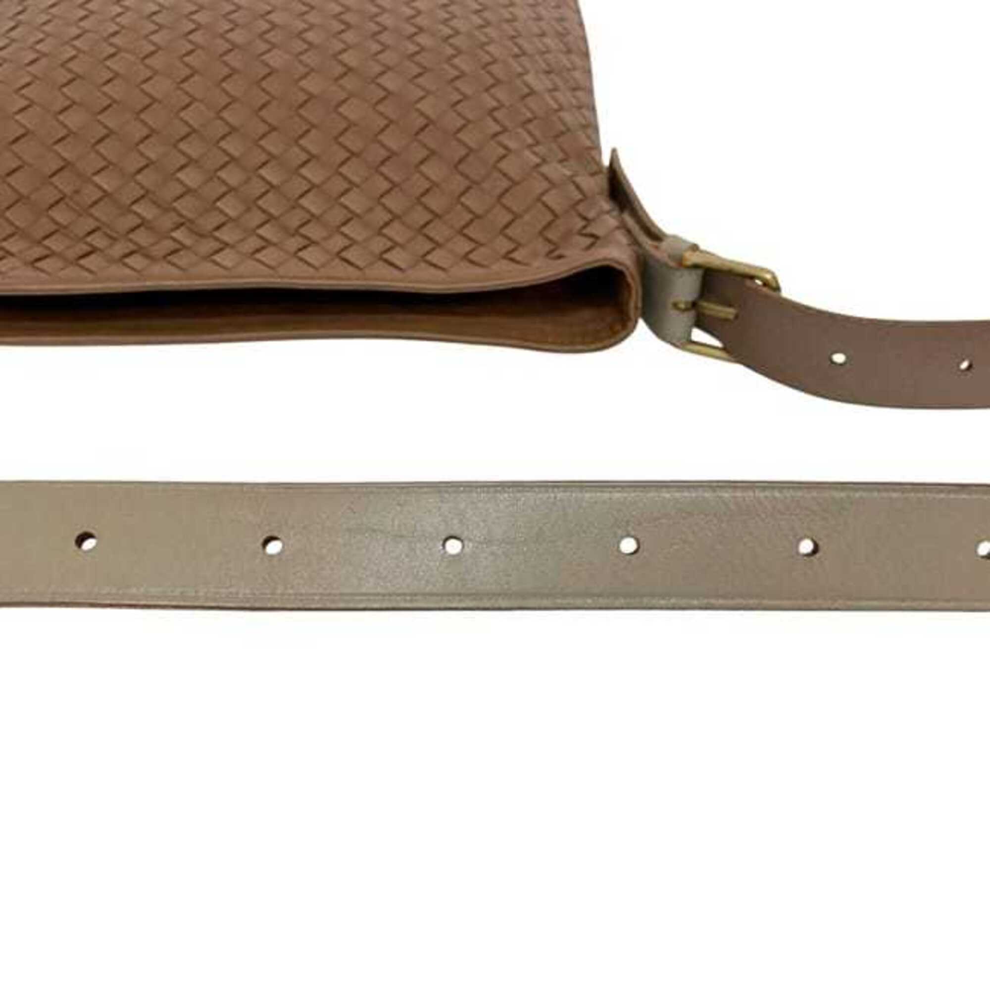 Bottega Veneta Intrecciato Brown Leather Shoulder Bag (Pre-Owned)