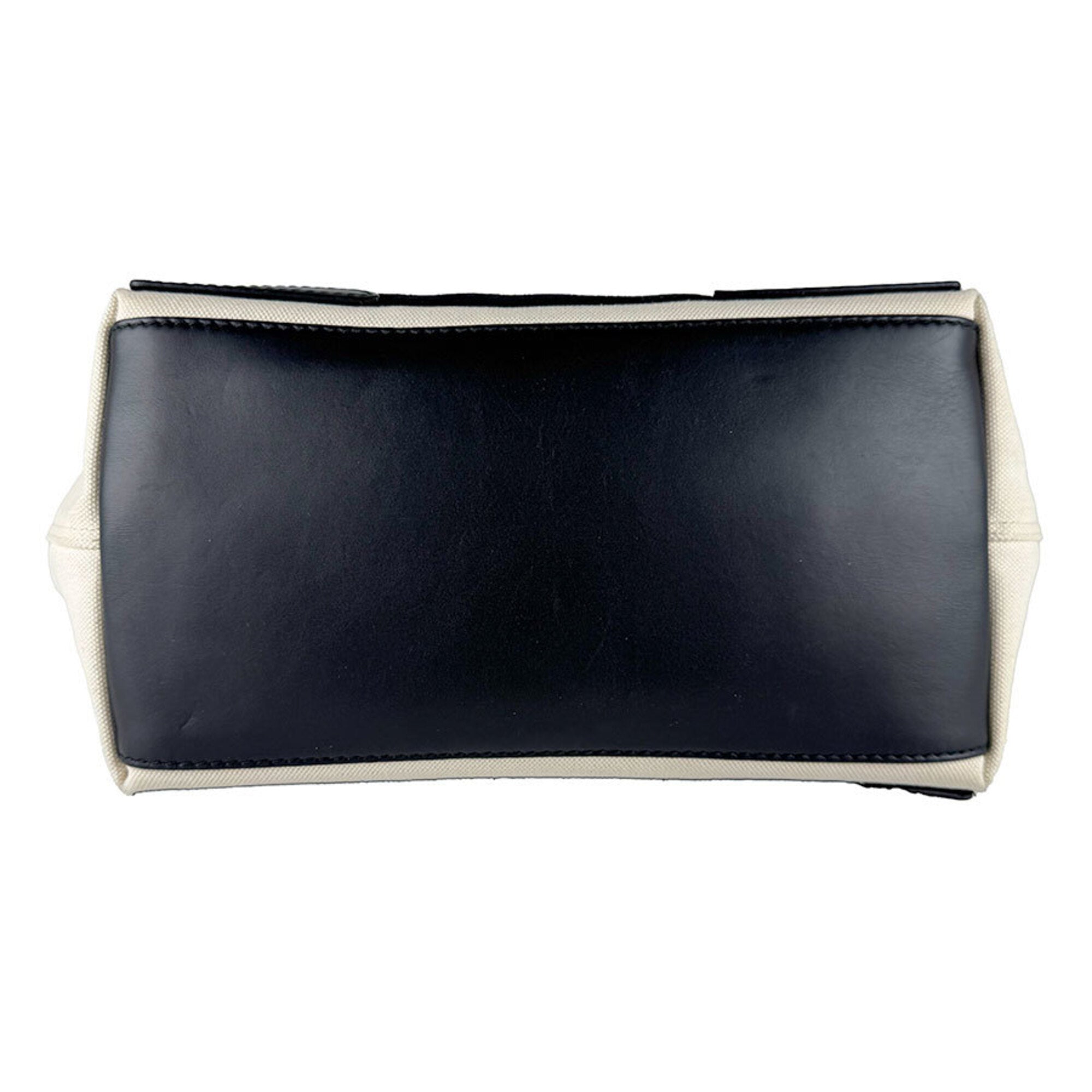 Balenciaga Black Ivory Canvas Leather Handbag (Pre-Owned)
