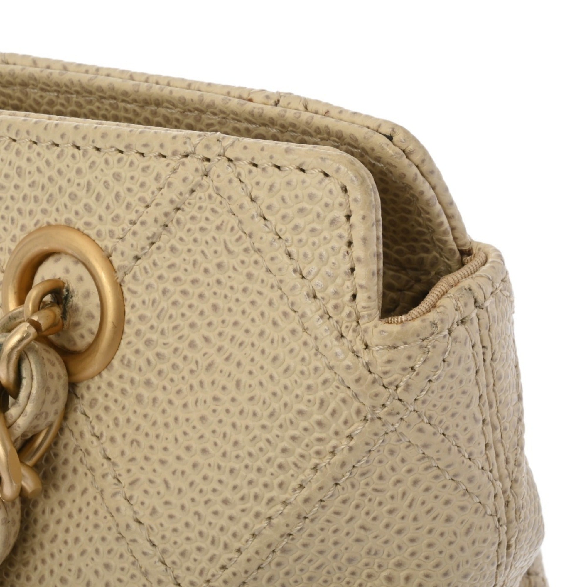Chanel Beige Grained Calfskin Shoulder Bag (Pre-Owned)