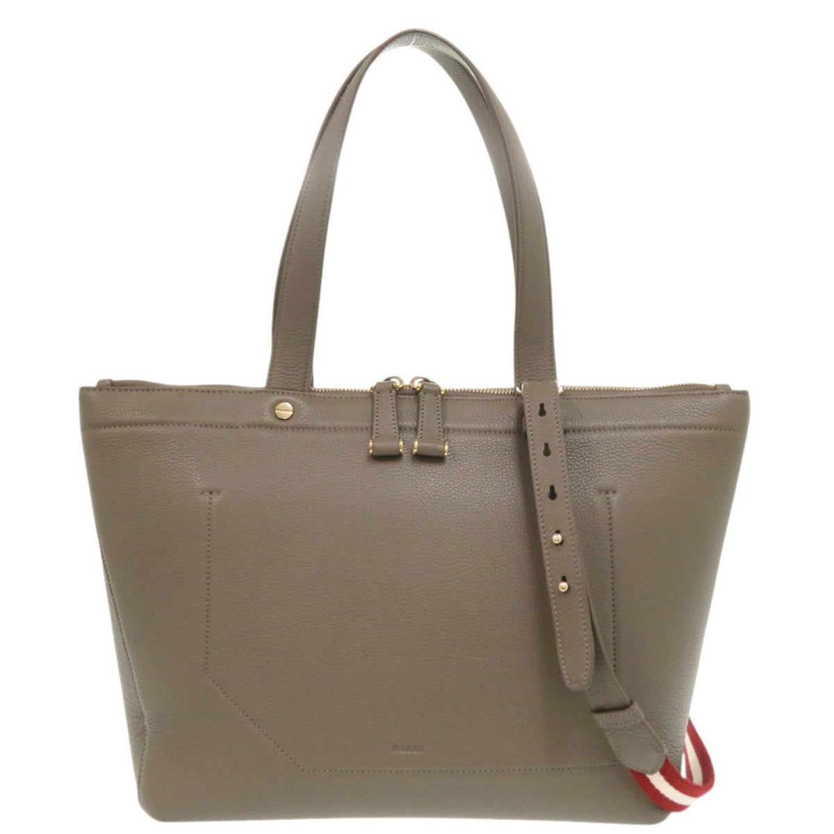 Bally Grayish Leather Tote Bag (Pre-Owned)