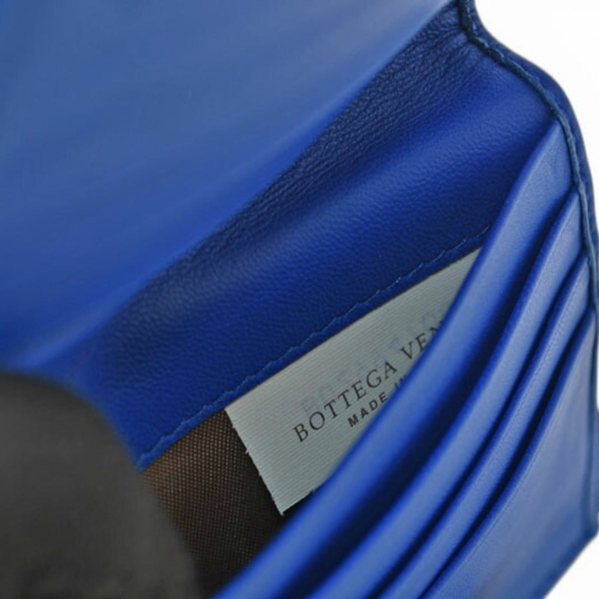 Bottega Veneta Intrecciato Blue Leather Wallet (Bi-Fold) (Pre-Owned)
