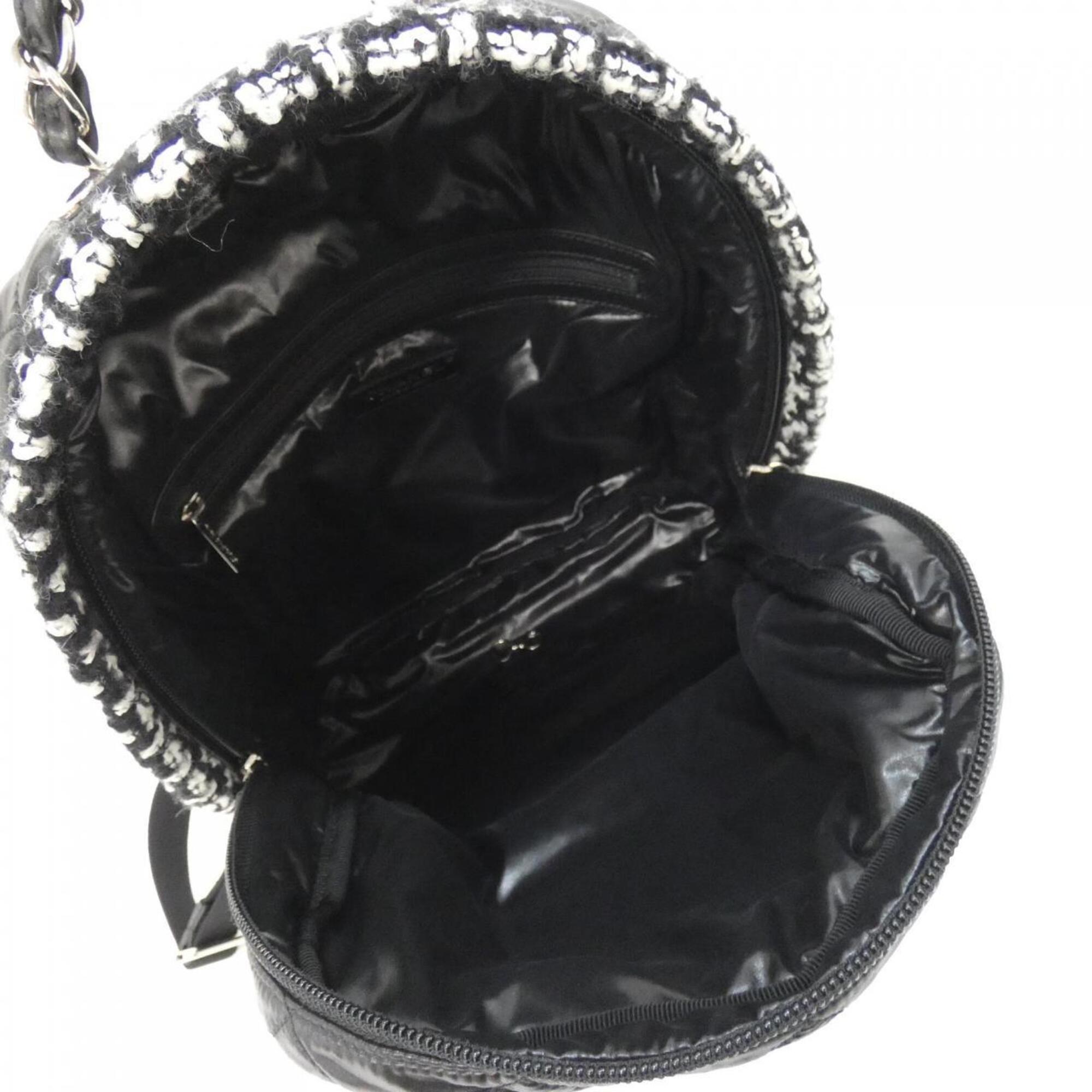 Chanel Black White Nylon Tweed Backpack (Pre-Owned)