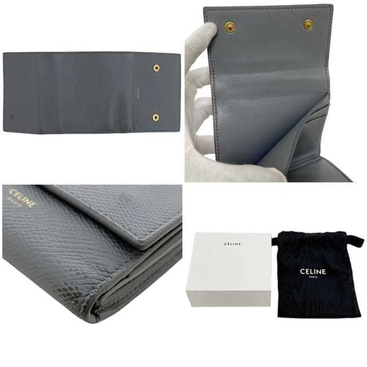 Celine Gray Leather Wallet (Tri-Fold) (Pre-Owned)