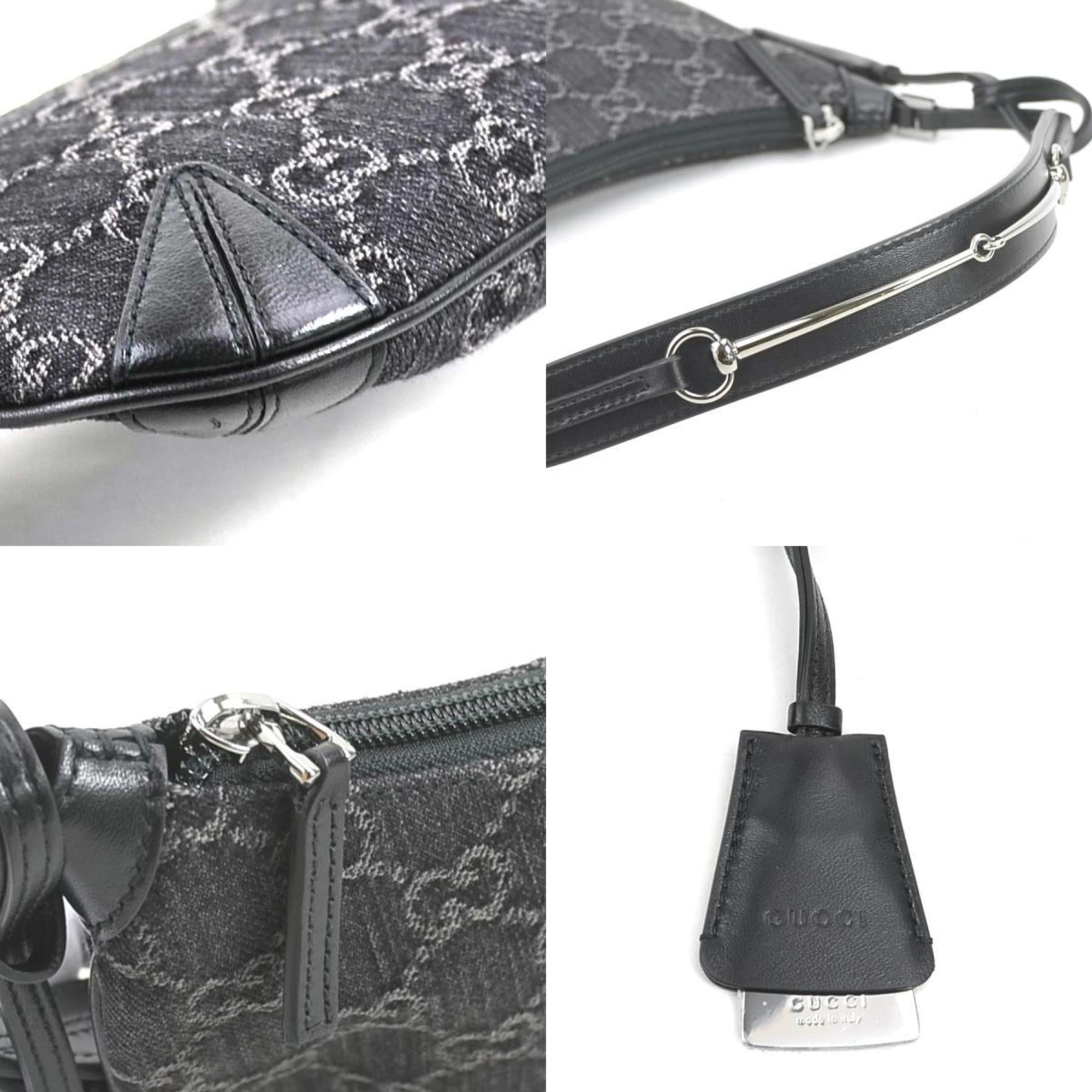 Gucci Black Denim Leather Shoulder Bag (Pre-Owned)