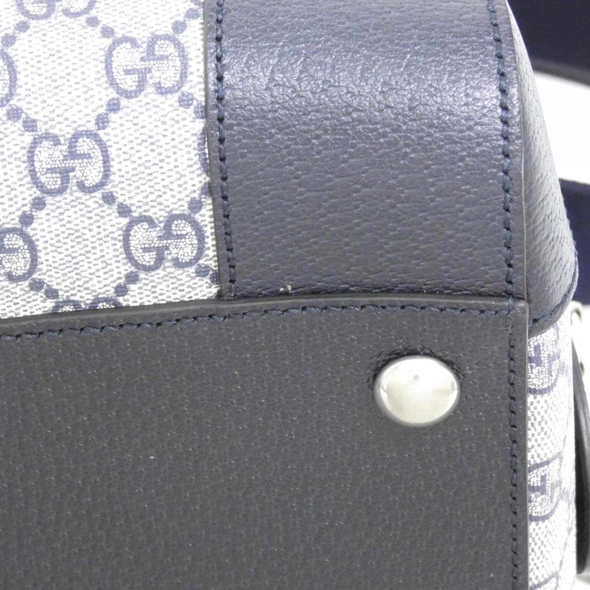 Gucci Beige Blue Gg Supreme Leather Boston Bag (Pre-Owned)
