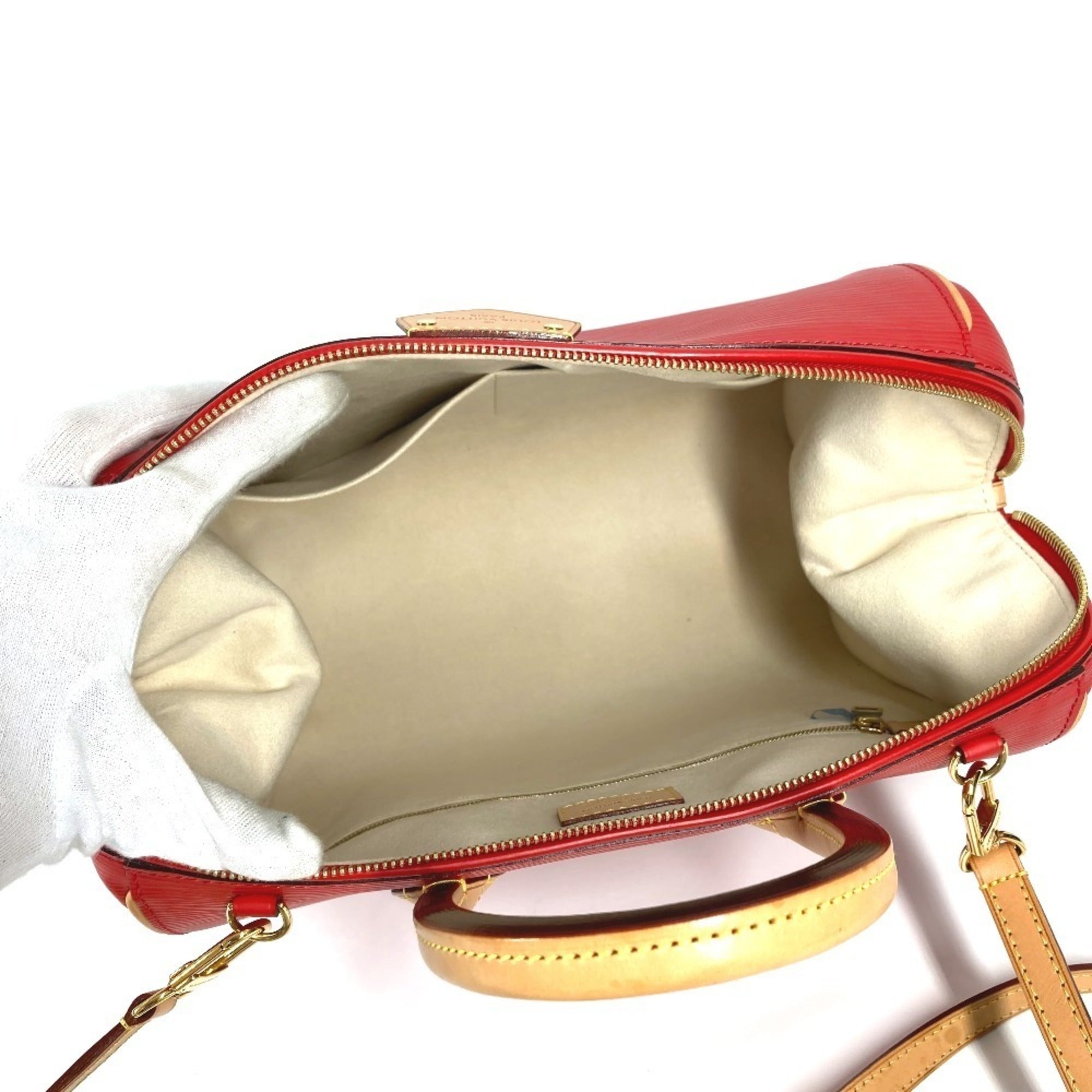Louis Vuitton Red Color Epi Leather Boston Bag Handbag Shoulder Bag (Pre-Owned)