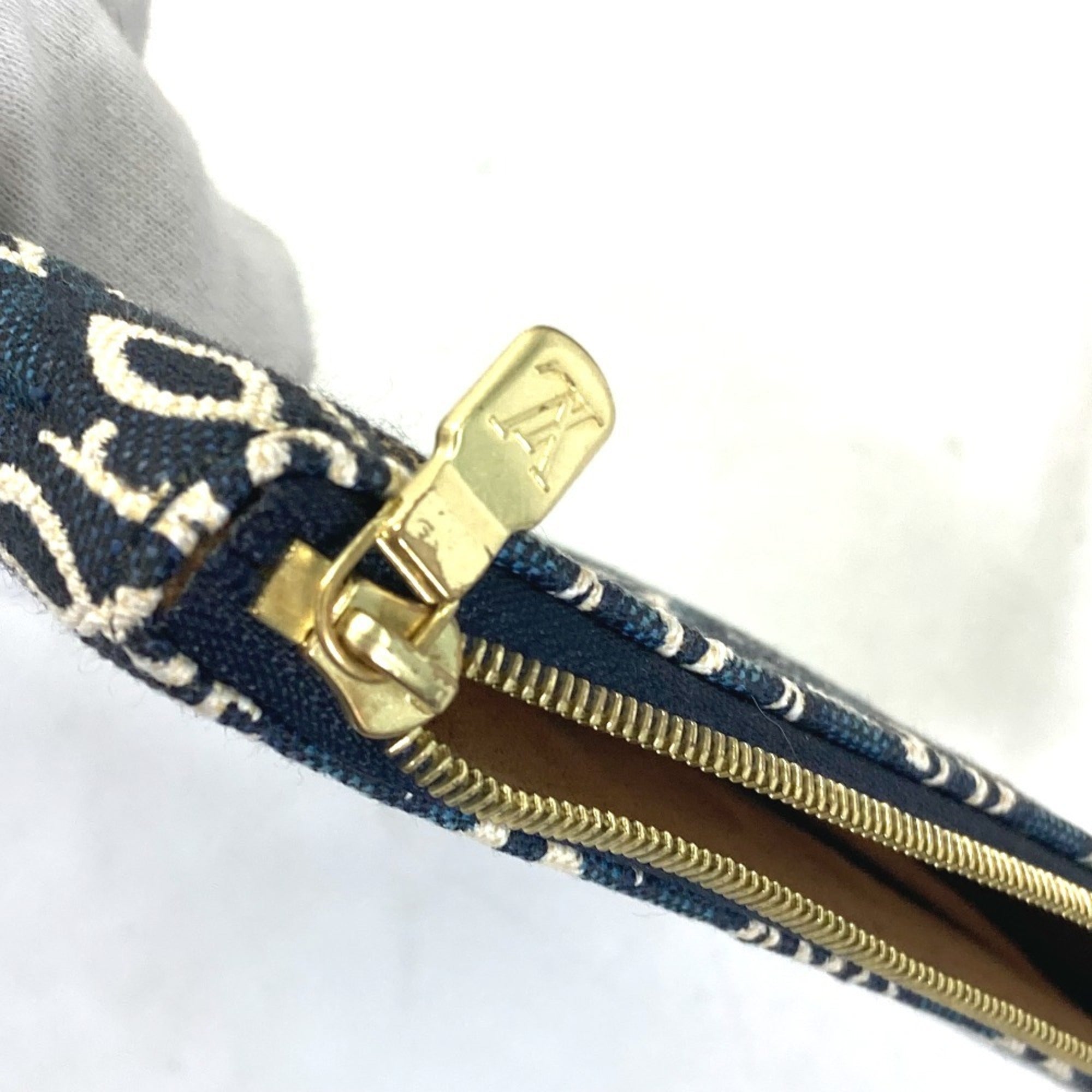 Louis Vuitton Navy Jacquard Shoulder Bag Tote Bag (Pre-Owned)