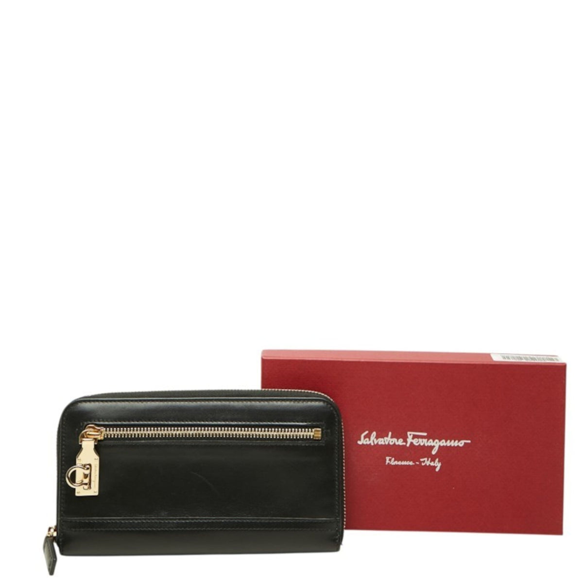 Salvatore Ferragamo Black Leather Long Wallet (Bi-Fold) (Pre-Owned)