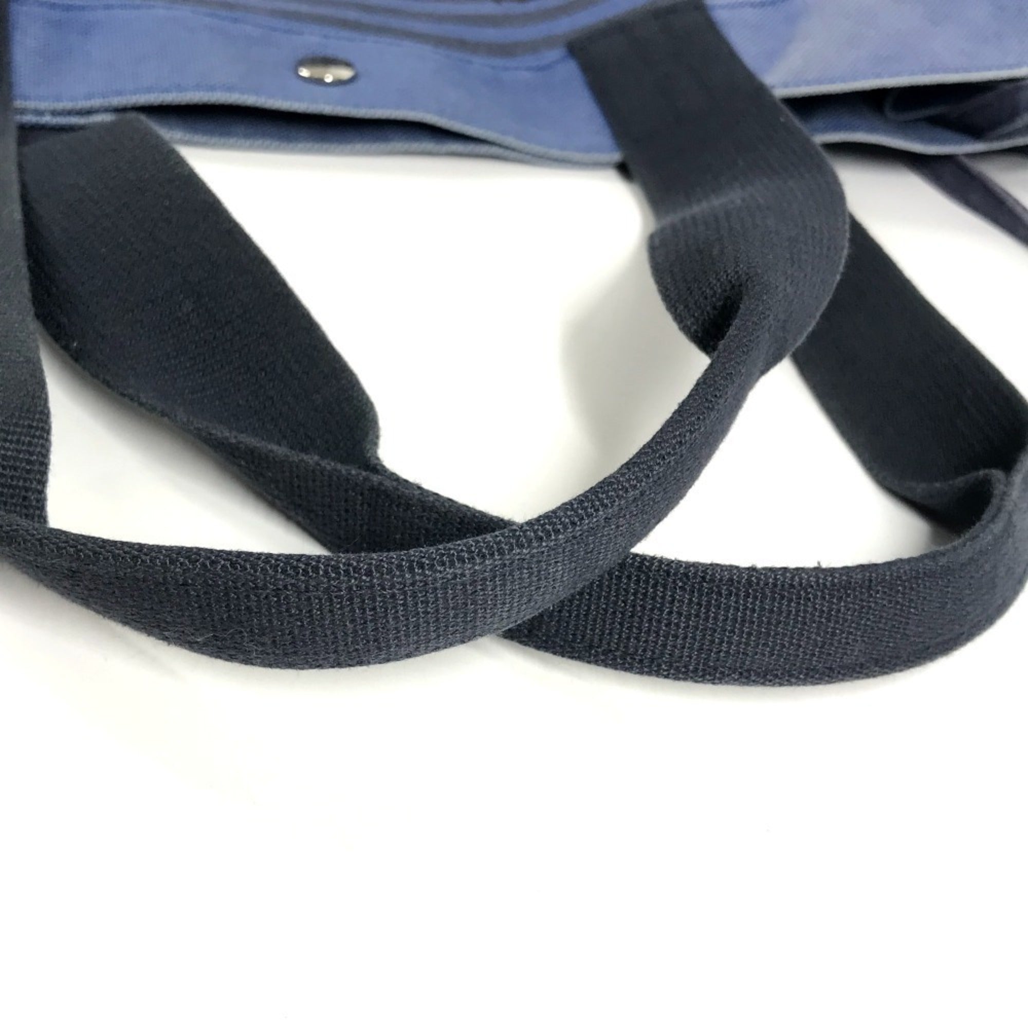 Hermes Black Blue Cotton Handbag Pouch Shoulder Bag Tote Bag (Pre-Owned)