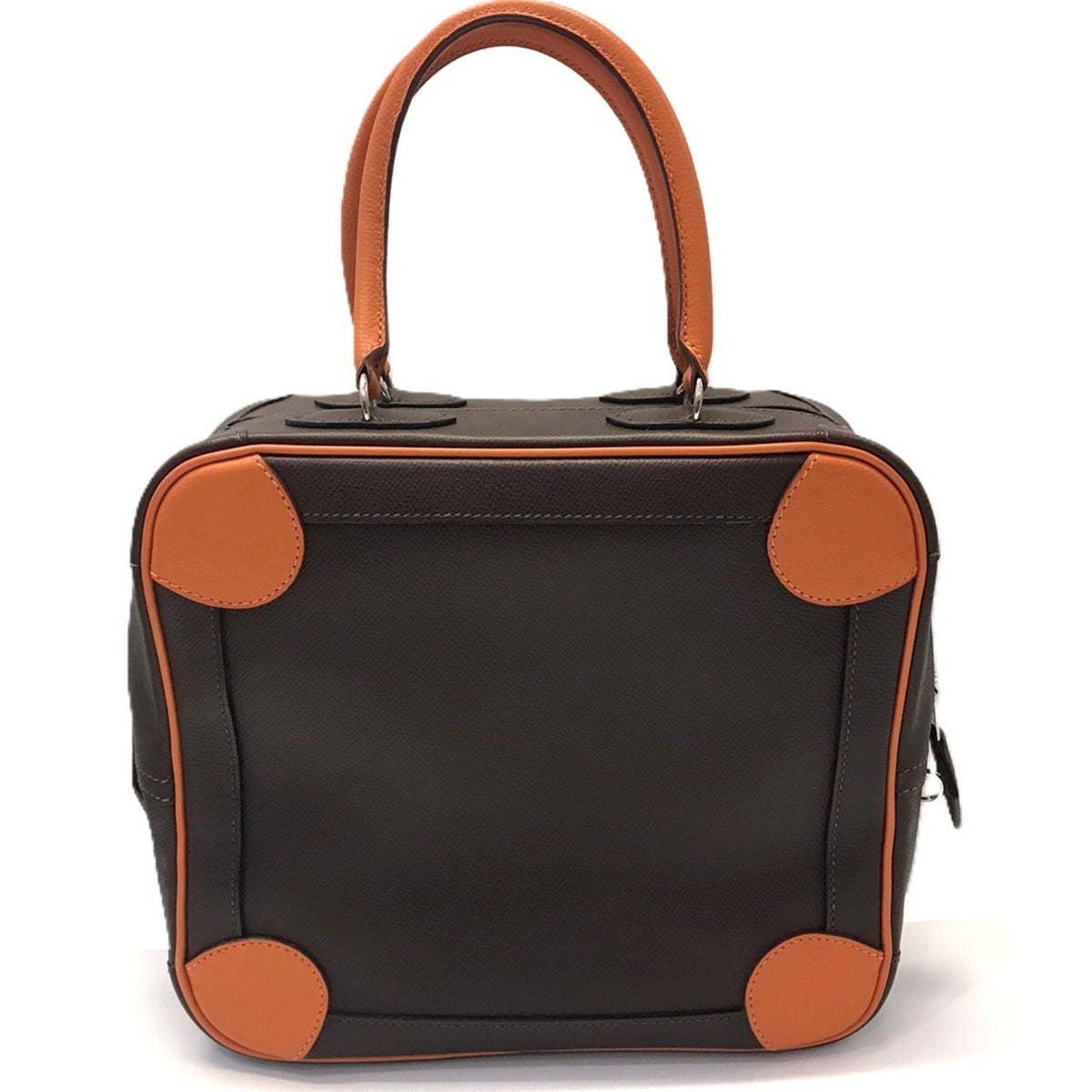 Hermes Dark Brown Orange Epsom Leather Handbag Pouch (Pre-Owned)