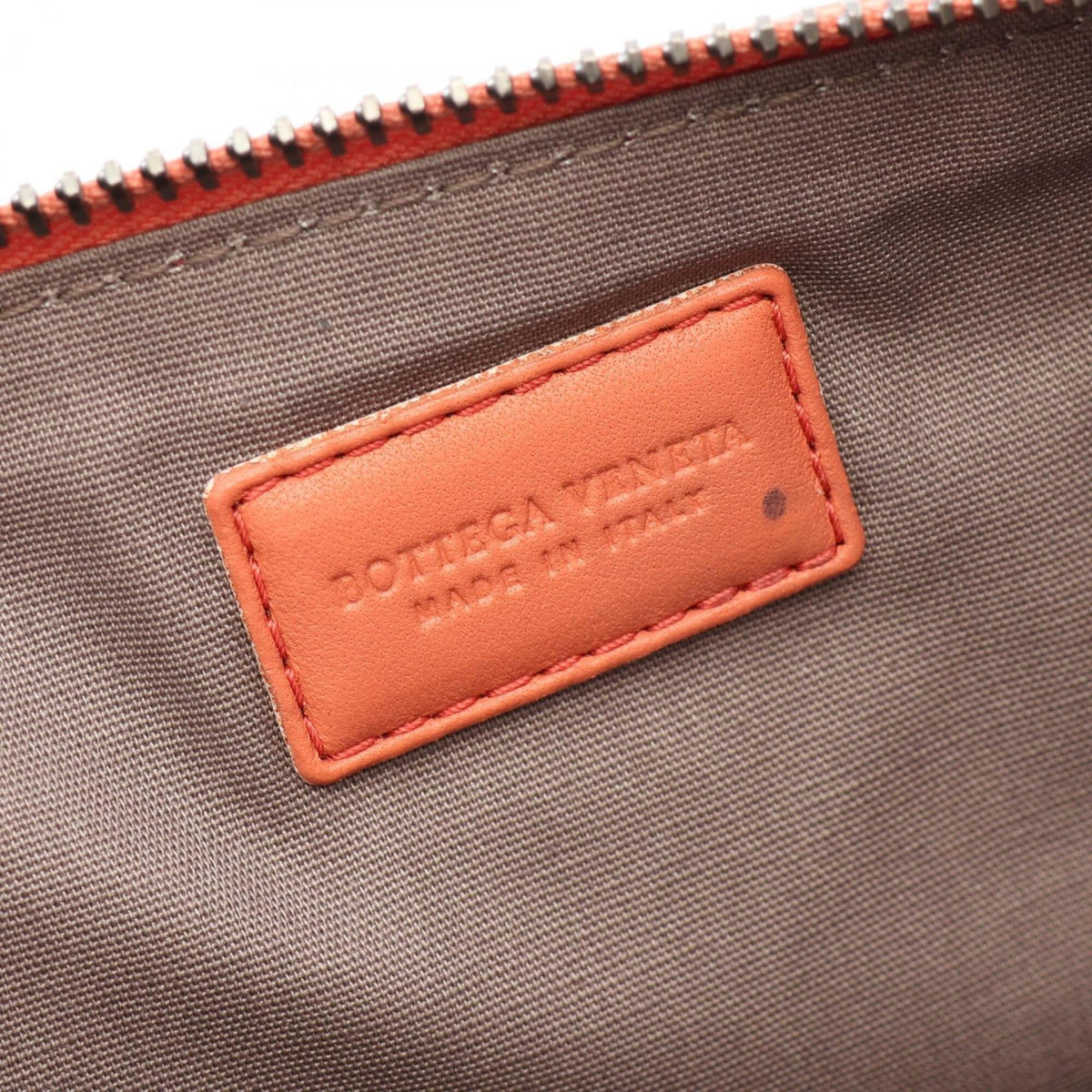 Bottega Veneta Intrecciato Orange Leather Clutch Bag (Pre-Owned)