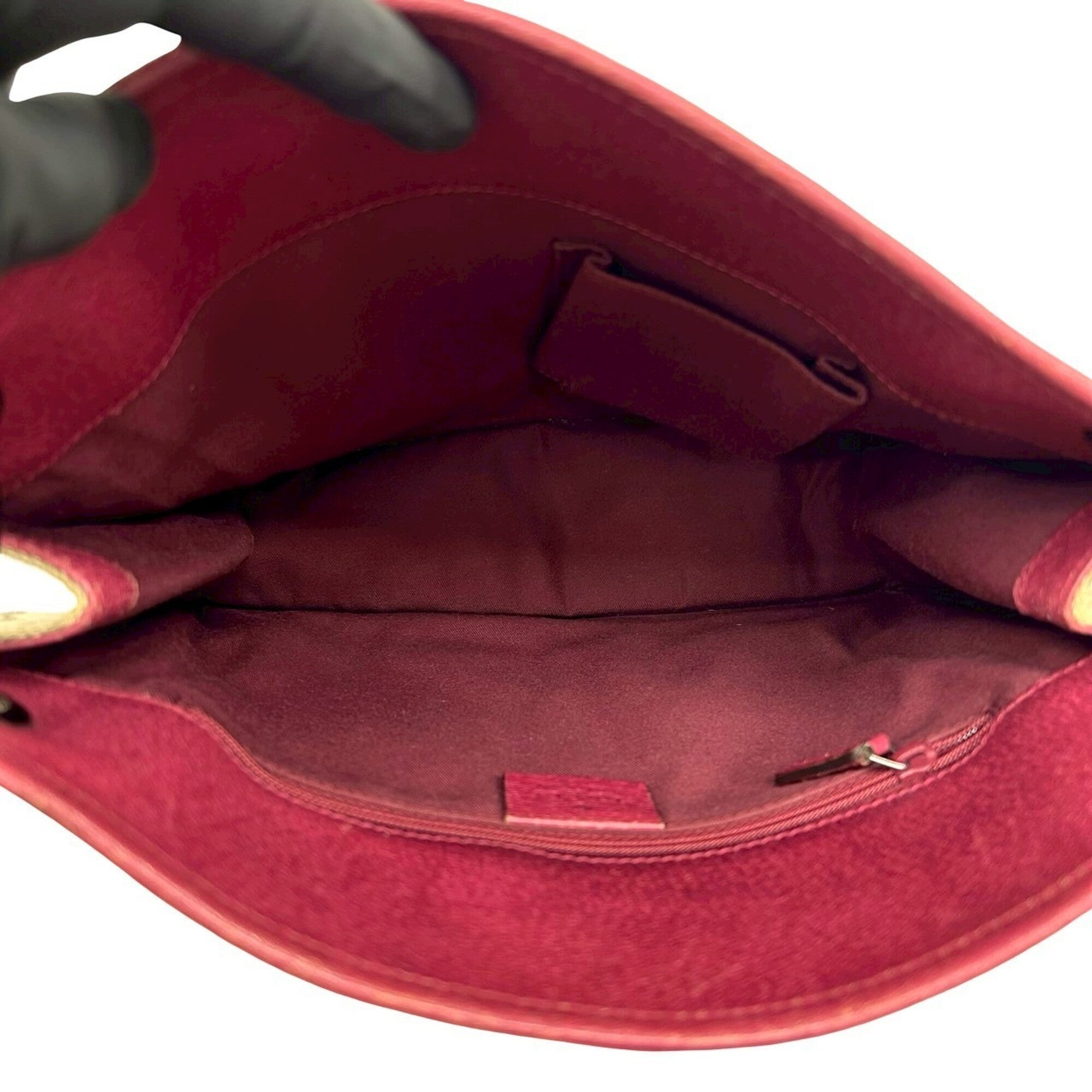 Gucci Beige Bordeaux Canvas Leather Pochette Shoulder Bag (Pre-Owned)