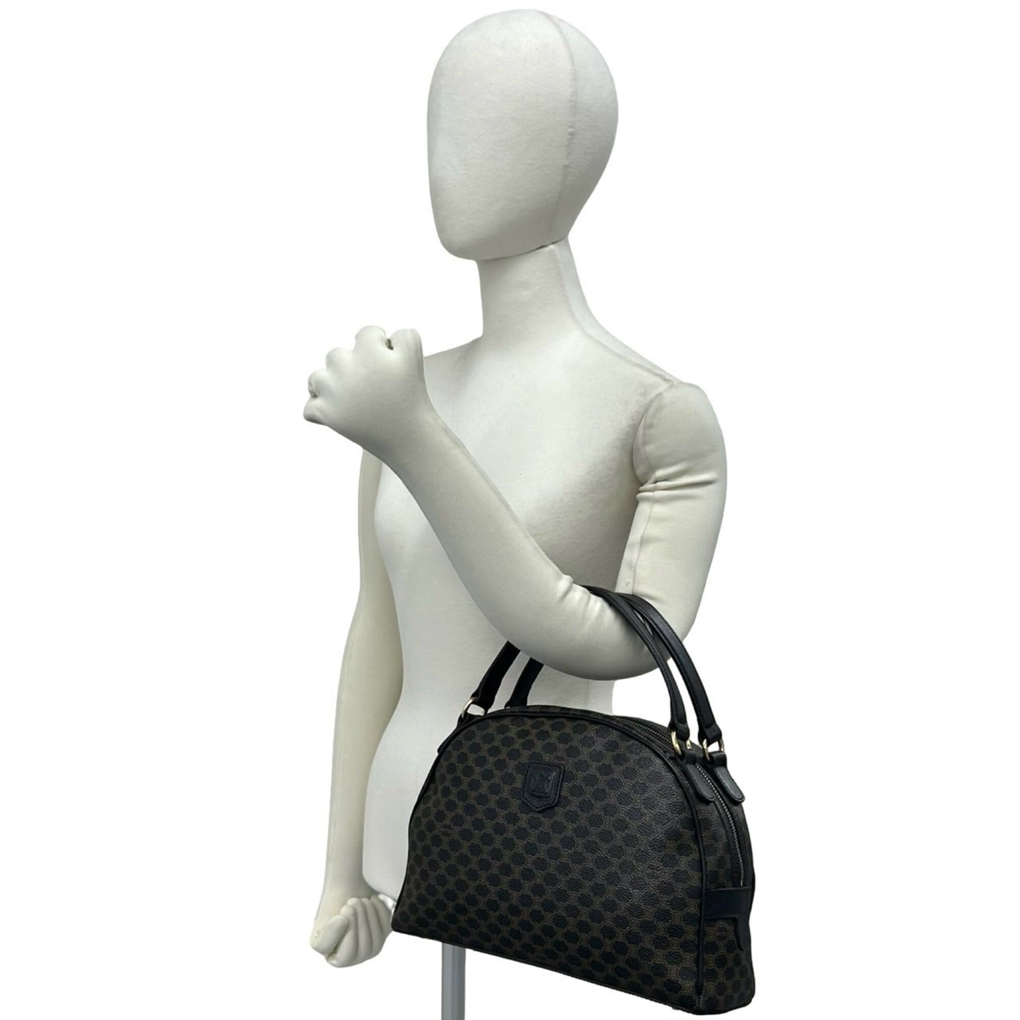 Celine Black Brown Leather Pvc Boston Bag Handbag (Pre-Owned)