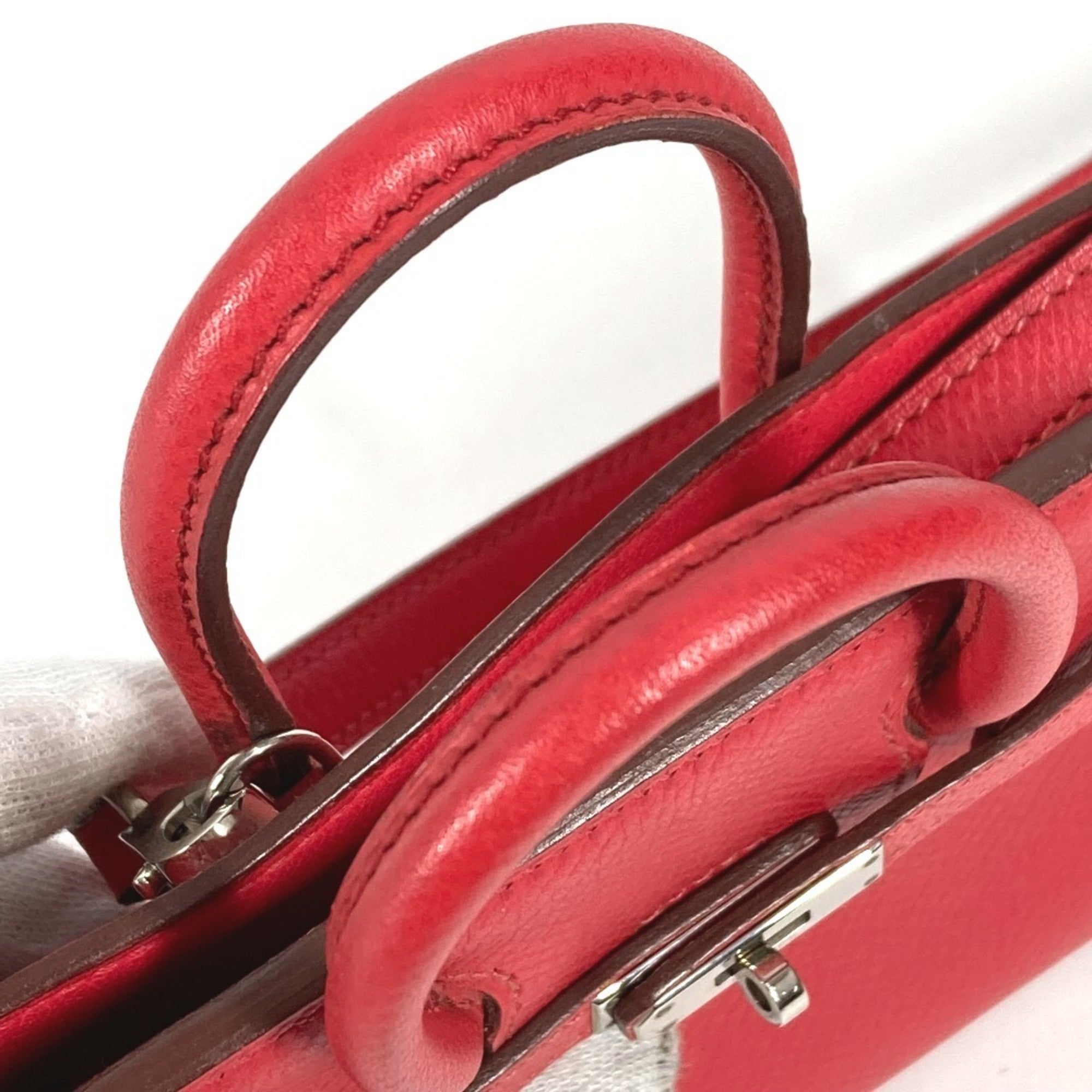 Hermes Red Color Leather Handbag Shoulder Bag (Pre-Owned)