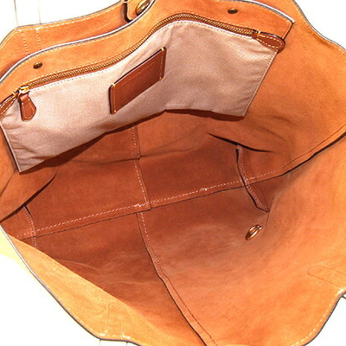 Coach Beige Leather Handbag Shoulder Bag Tote Bag (Pre-Owned)