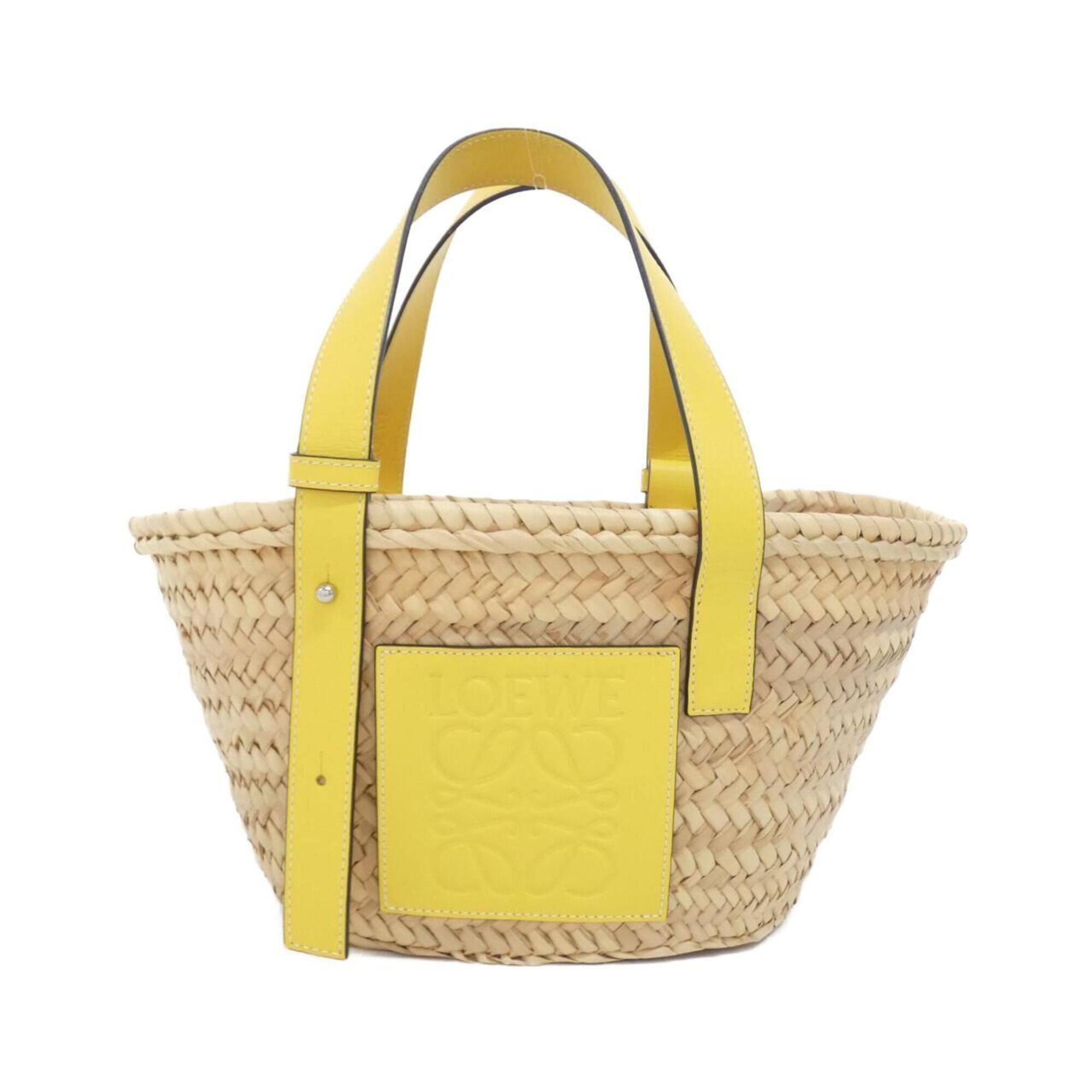 Loewe Beige Yellow Raffia Leather Handbag (Pre-Owned)
