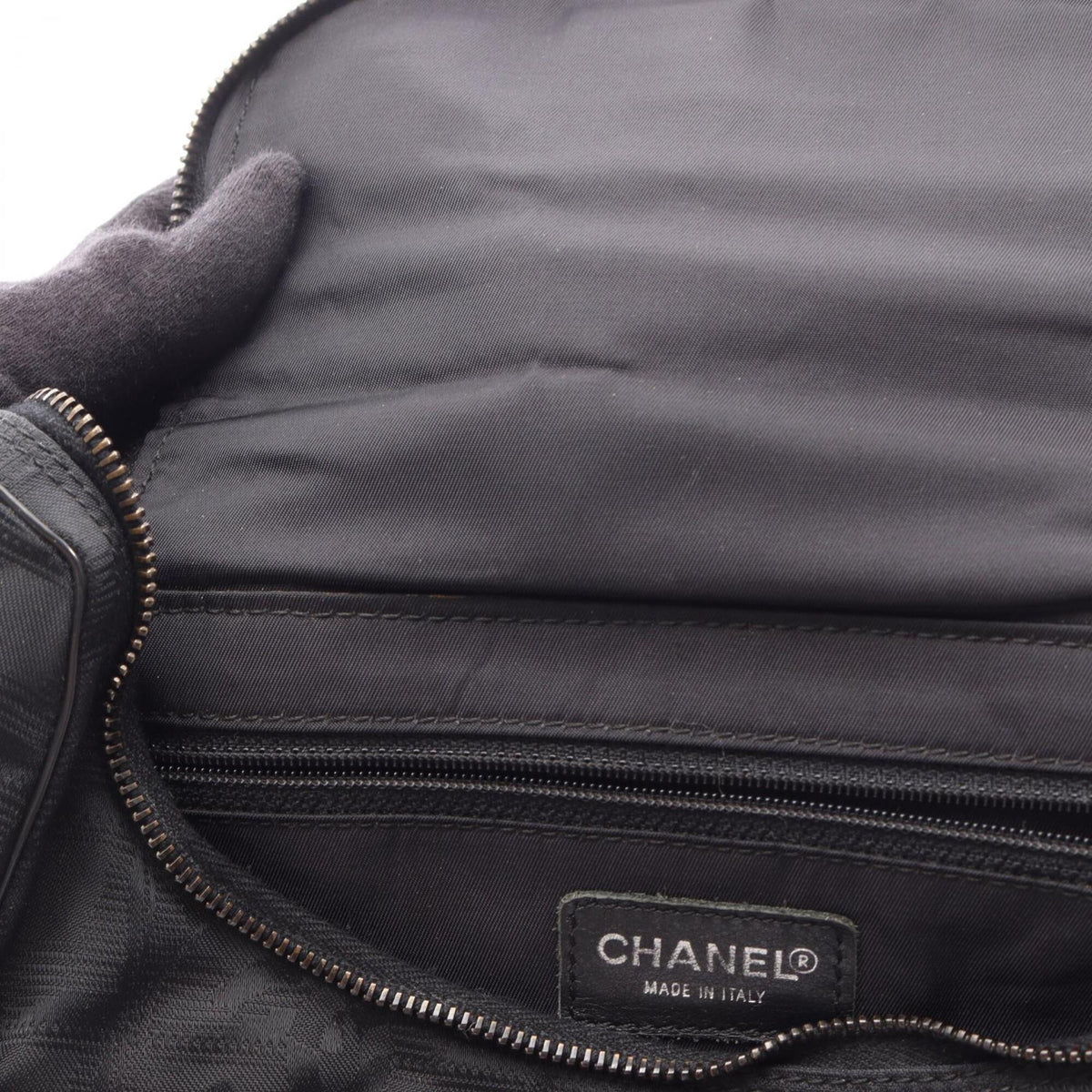 Chanel Black Leather Nylon Canvas Backpack Handbag (Pre-Owned)