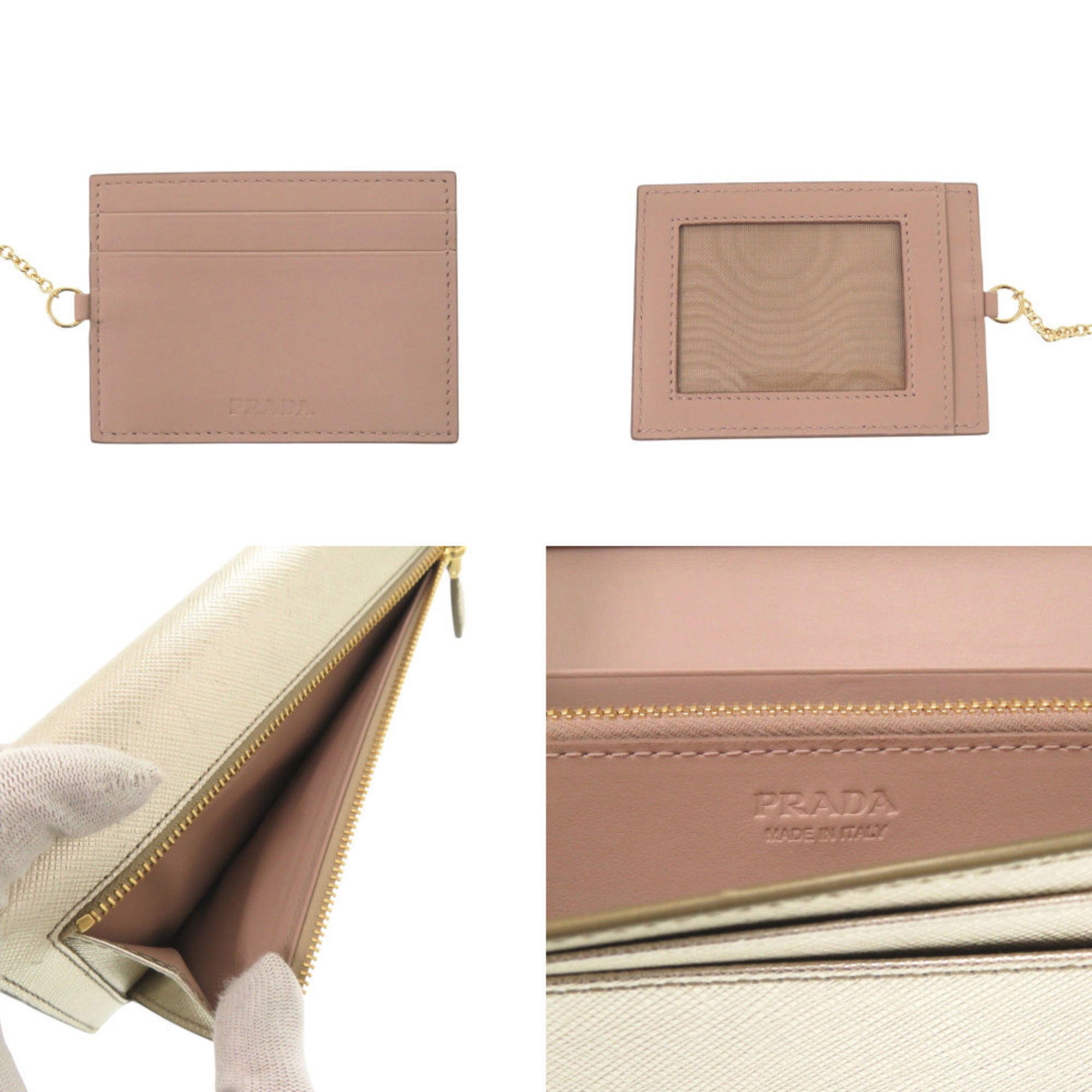 Prada Gold Leather Long Wallet (Bi-Fold) (Pre-Owned)