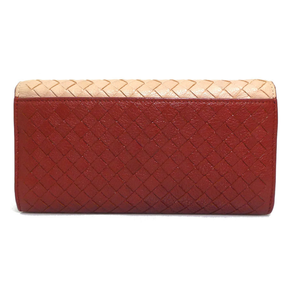 Bottega Veneta Beige Brown Leather Long Wallet (Bi-Fold) (Pre-Owned)