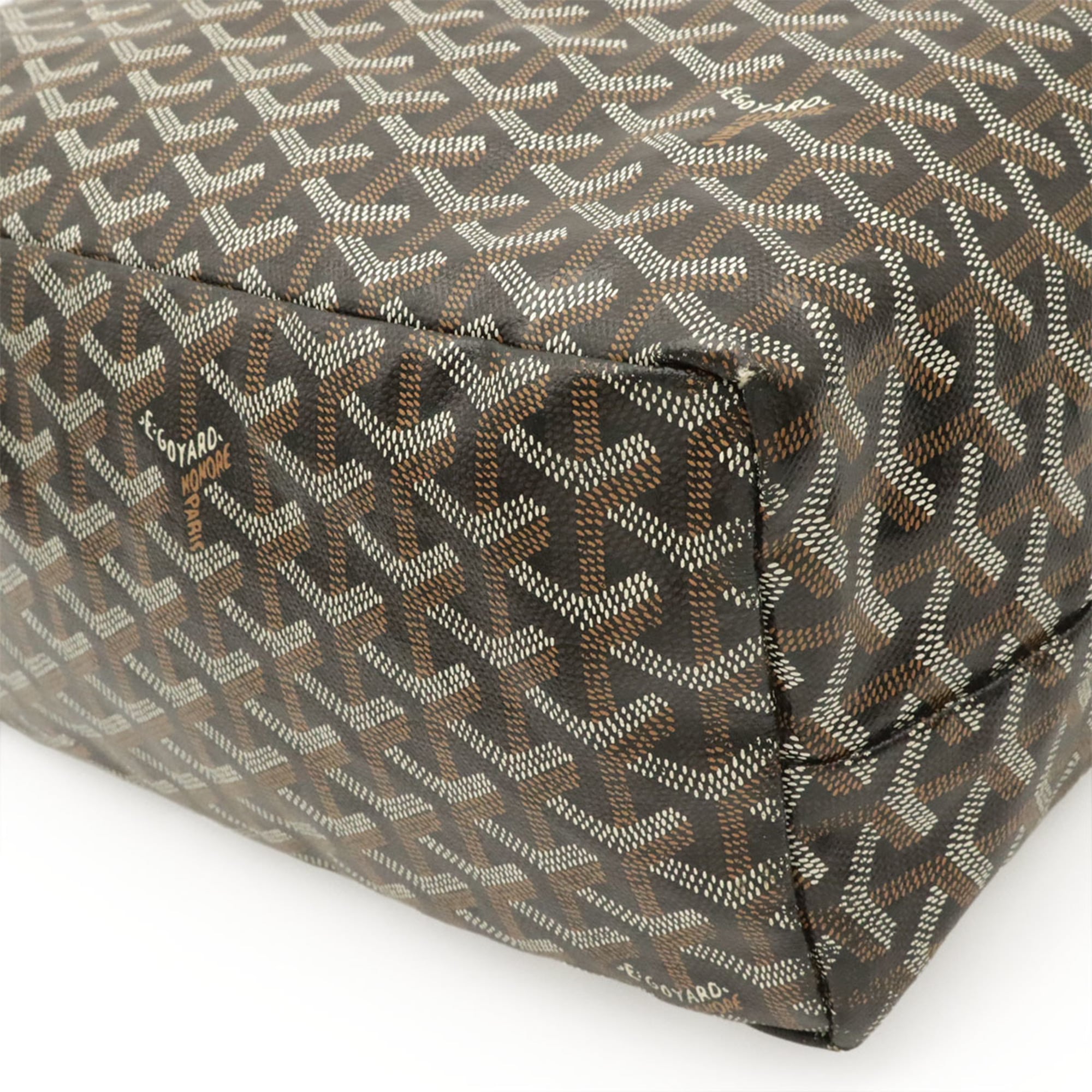 Goyard Black Brown White Coated Canvas Leather Shoulder Bag Tote Bag (Pre-Owned)
