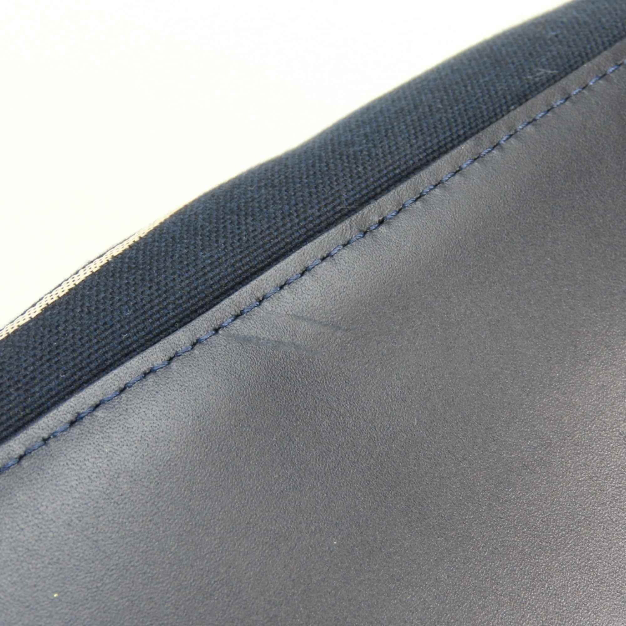Longchamp Navy Canvas Leather Handbag (Pre-Owned)