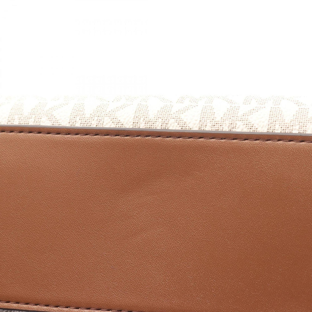 Michael Kors Brown White Leather Pvc Coated Canvas Handbag (Pre-Owned)