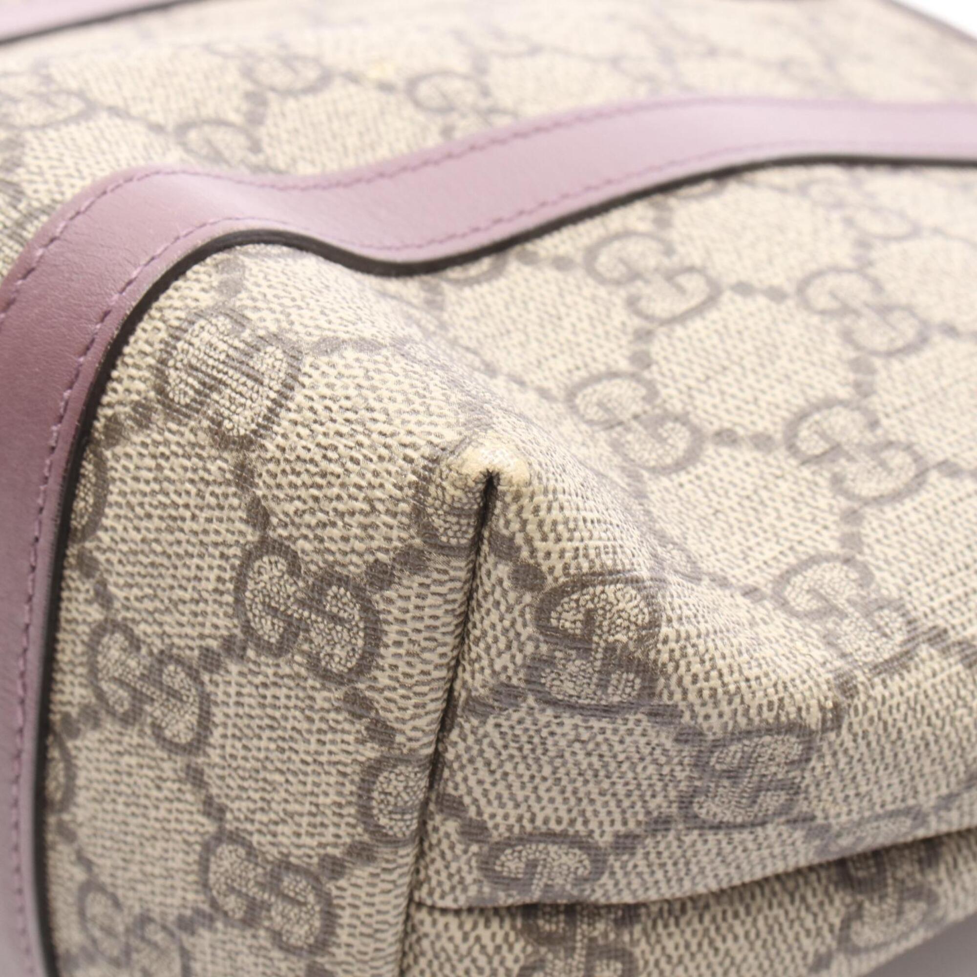 Gucci Beige Purple Gg Supreme Handbag Tote Bag (Pre-Owned)