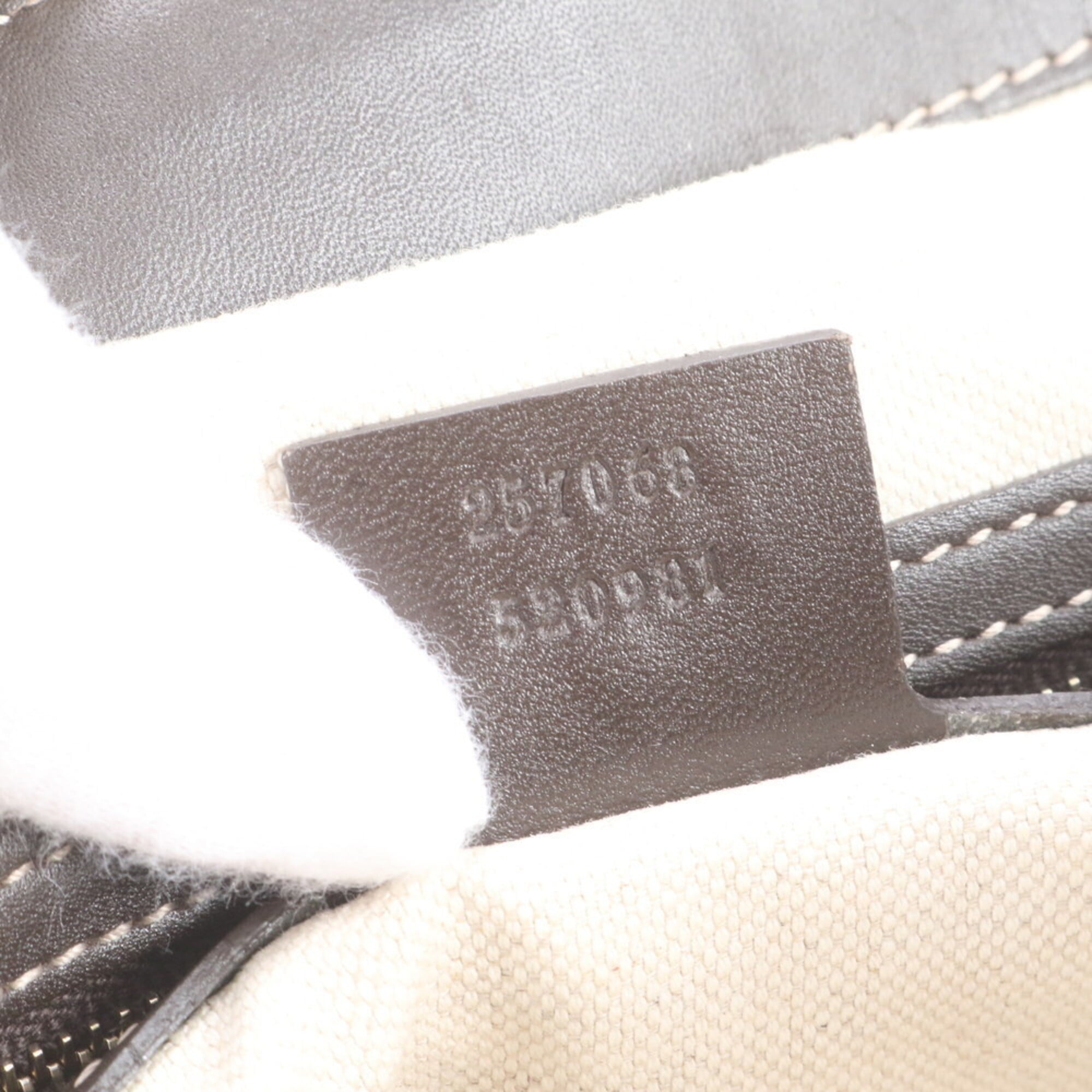 Gucci Brown Leather Canvas Handbag Shoulder Bag Tote Bag (Pre-Owned)