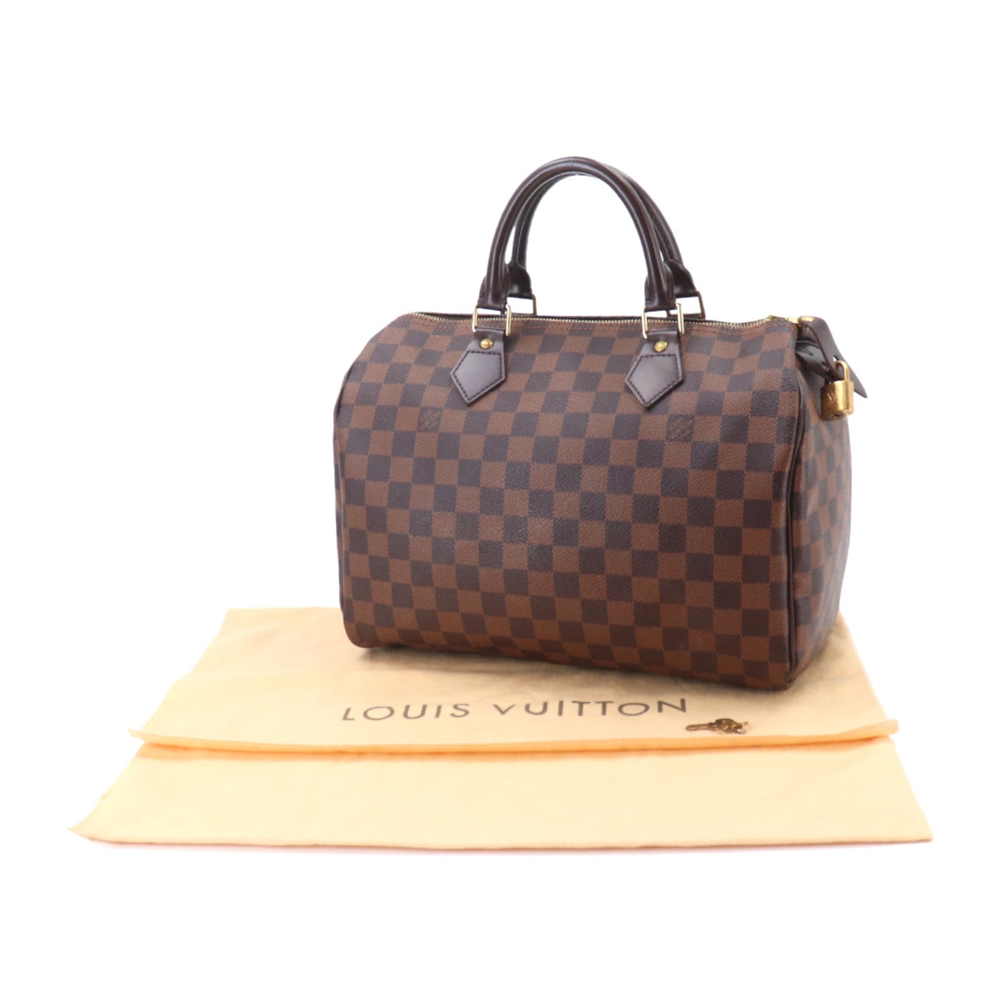 Louis Vuitton Brown Damier Canvas Ebene Damier Canvas Boston Bag Handbag (Pre-Owned)