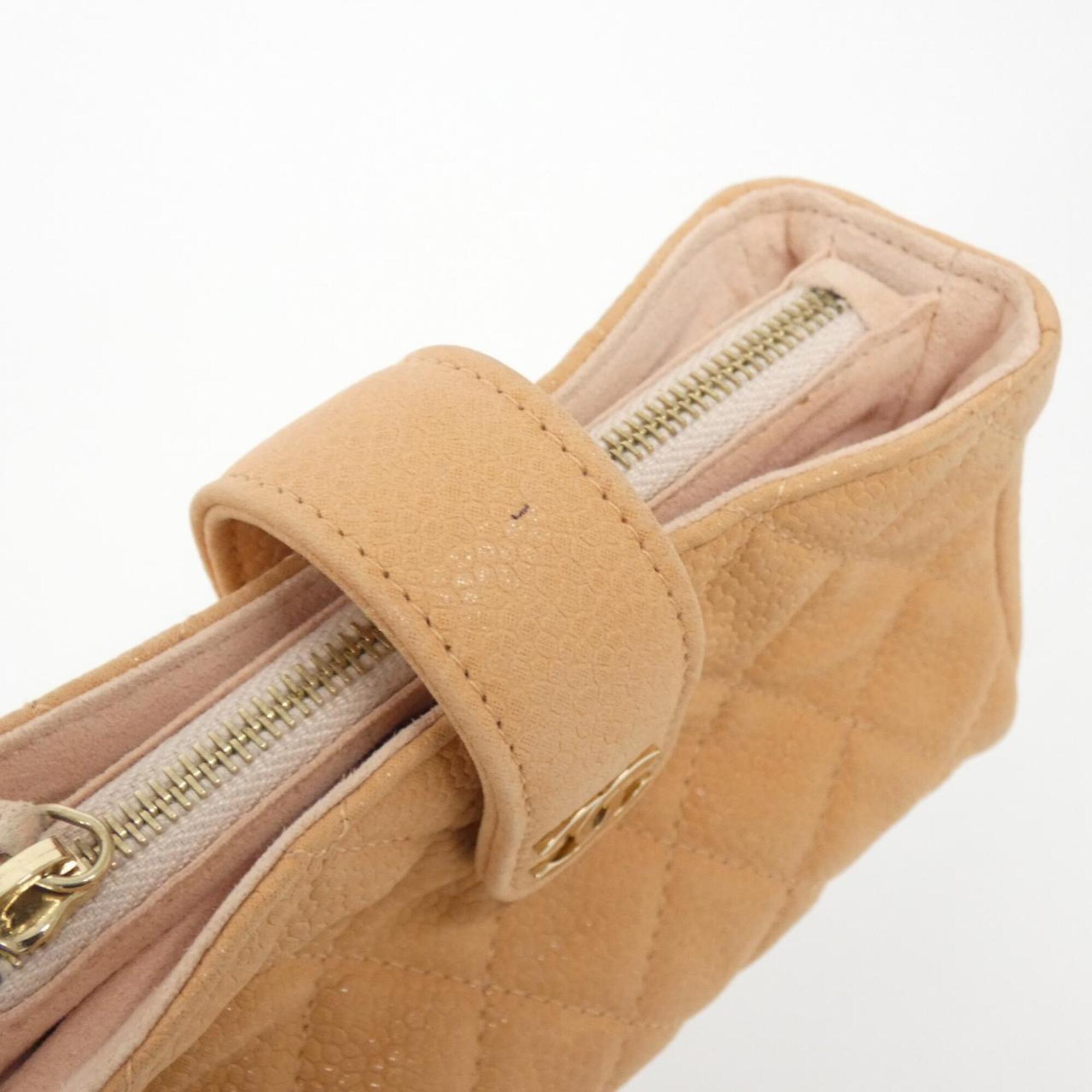 Chanel Orange Grained Calfskin Handbag Pouch (Pre-Owned)