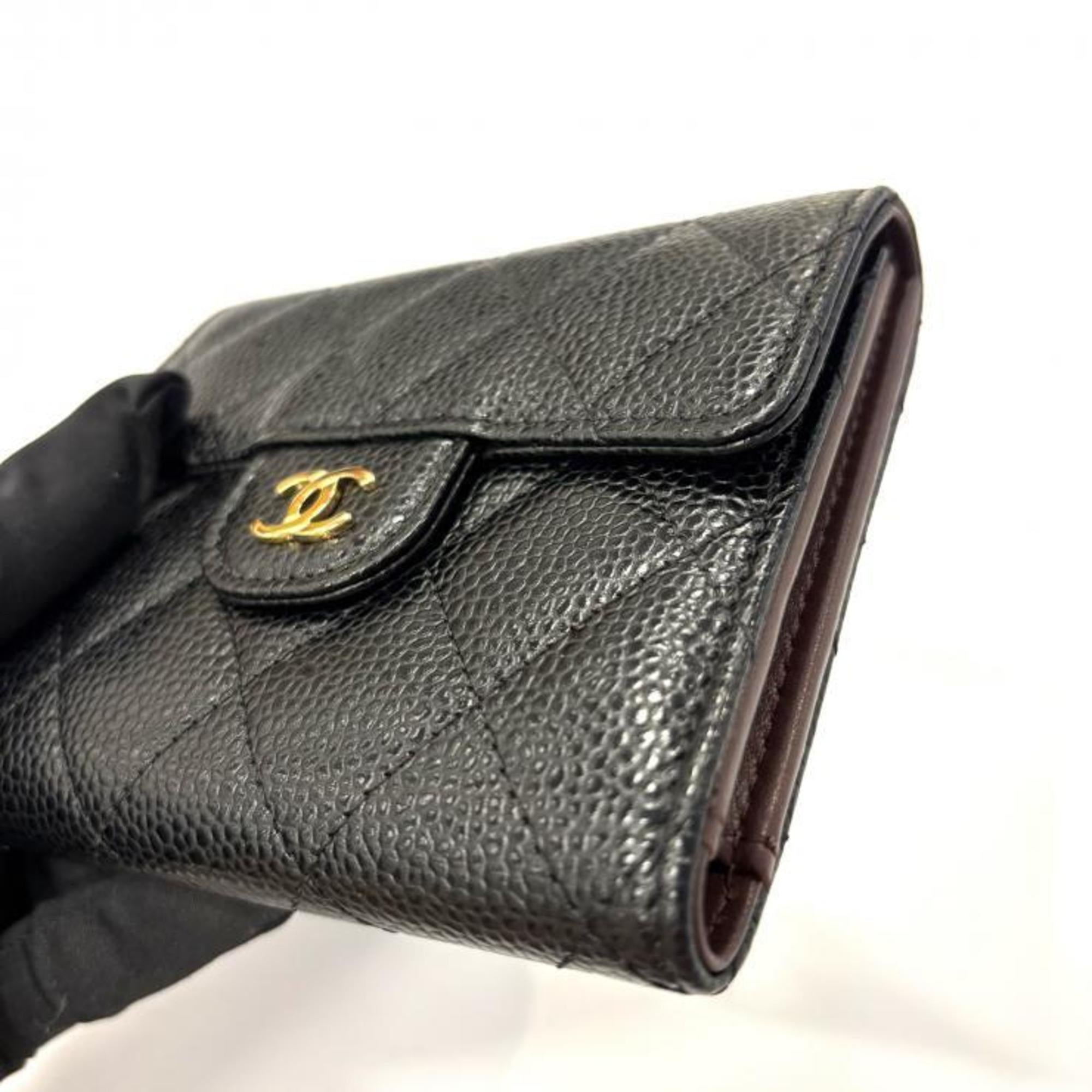 Chanel Black Leather Coin Purse/Coin Case (Pre-Owned)