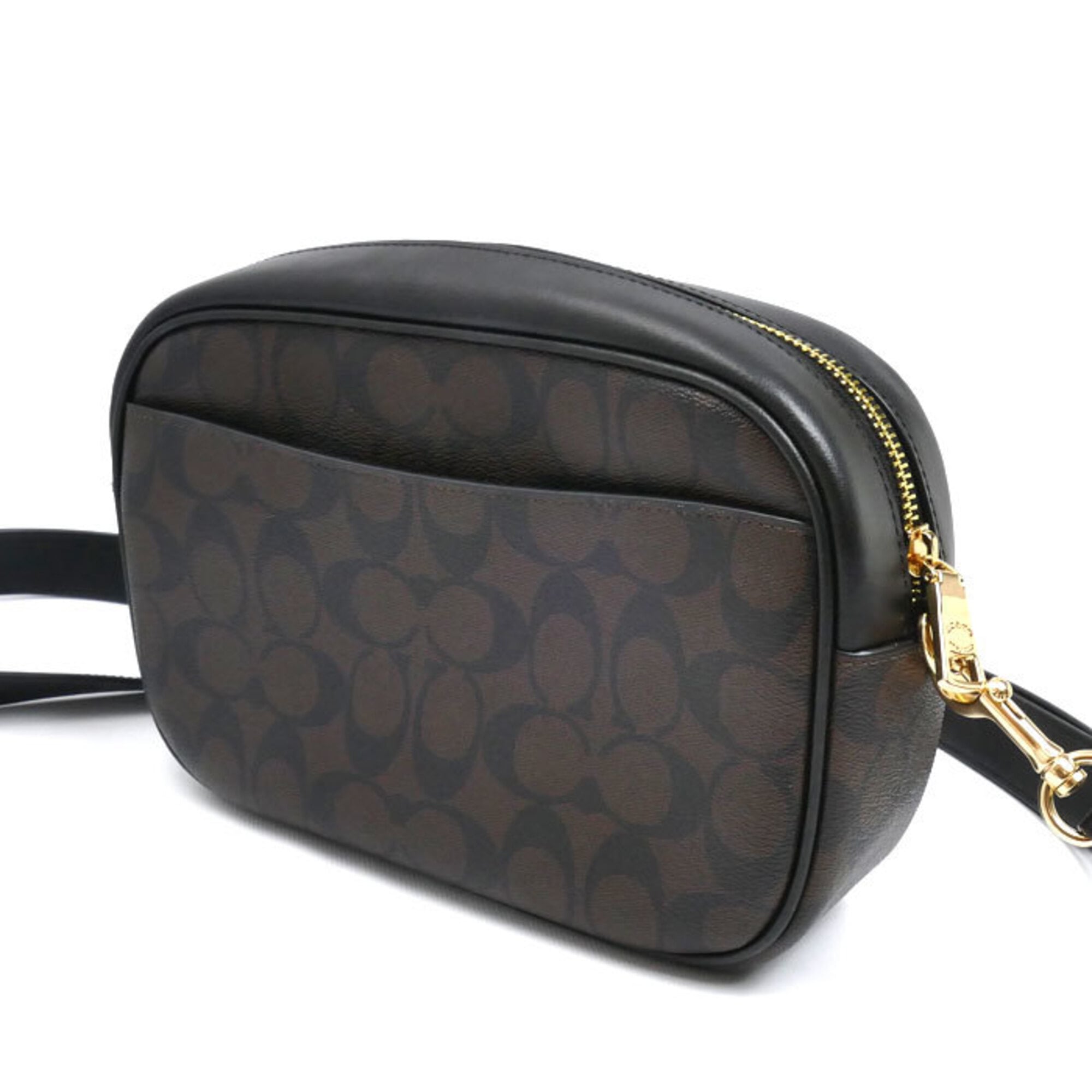 Coach Black Brown Coated Canvas Leather Shoulder Bag (Pre-Owned)