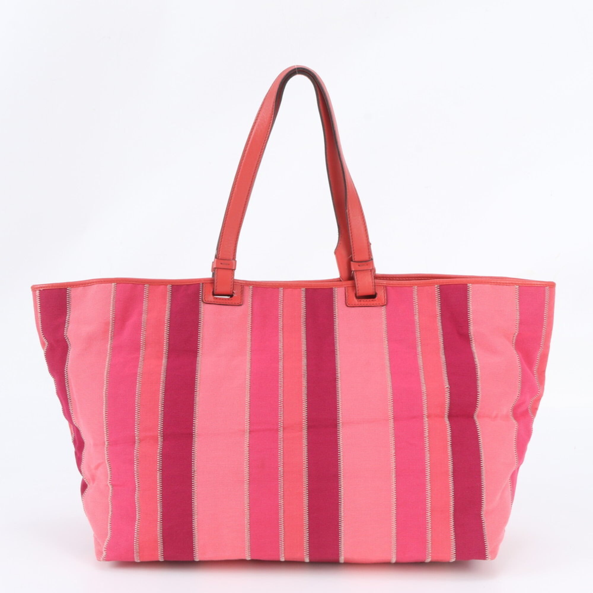 Salvatore Ferragamo Pink Purple Canvas Leather Handbag Shoulder Bag Tote Bag (Pre-Owned)